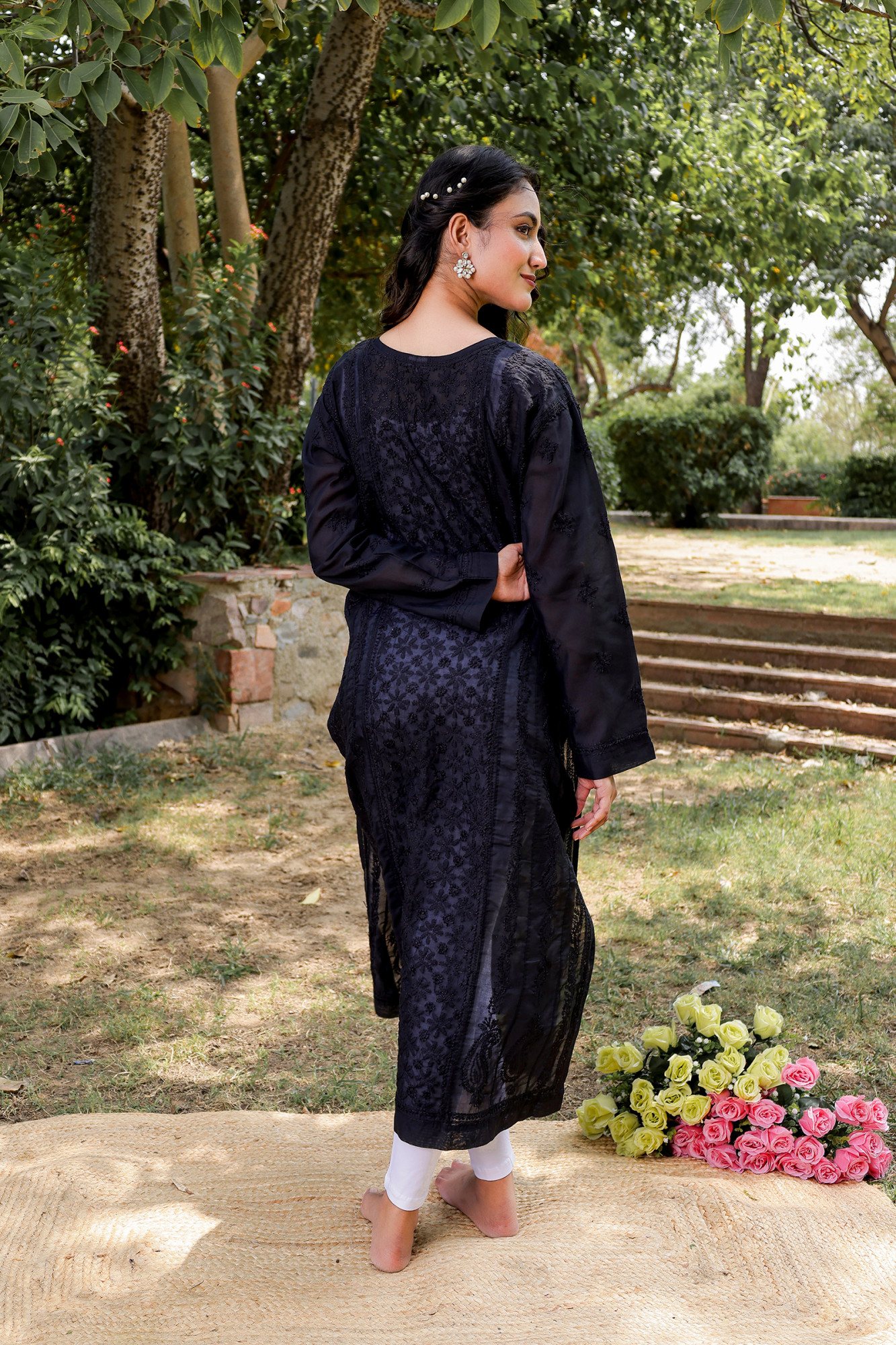 Black A line Full embroidered Kurta