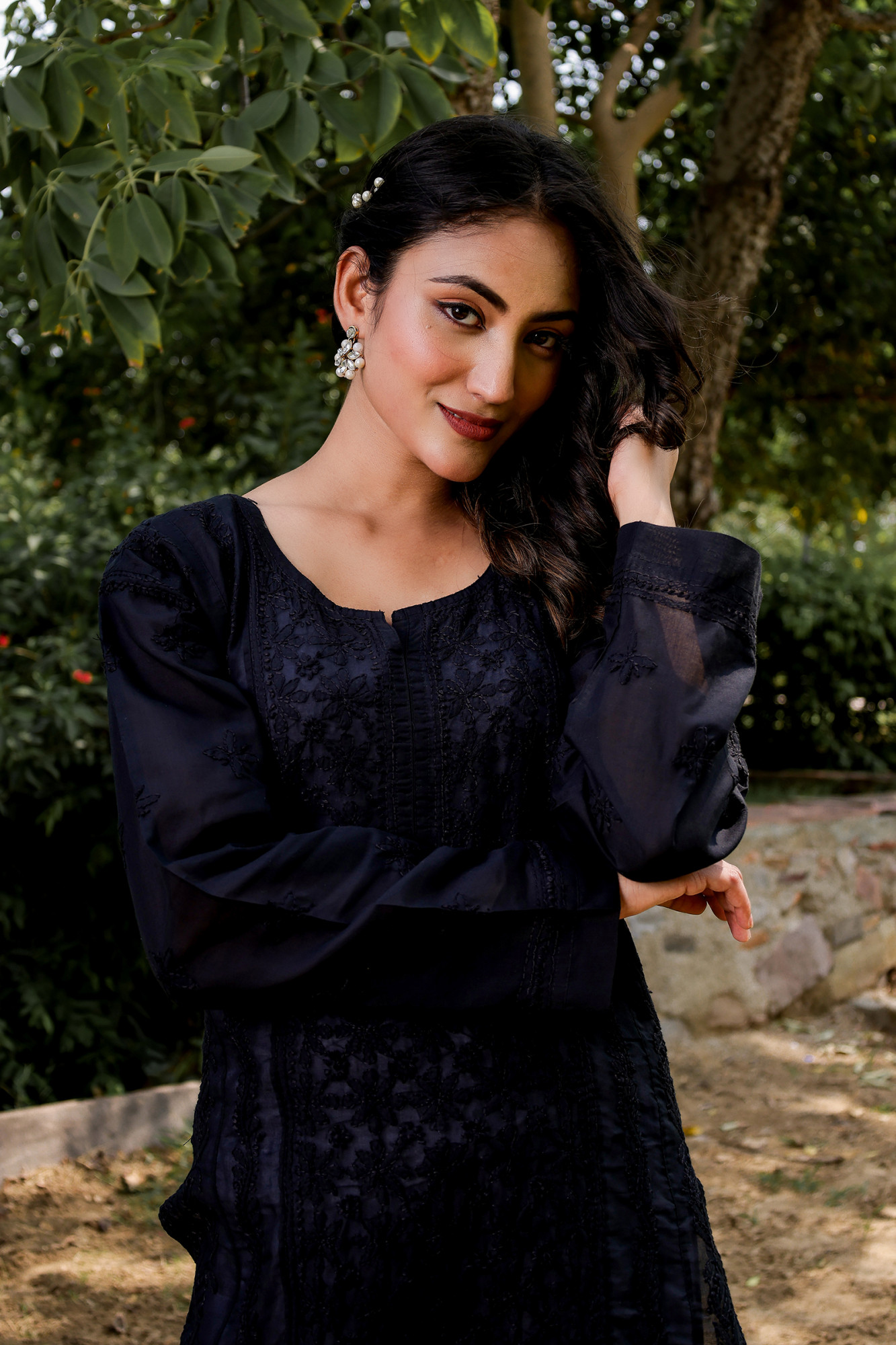 Black A line Full embroidered Kurta