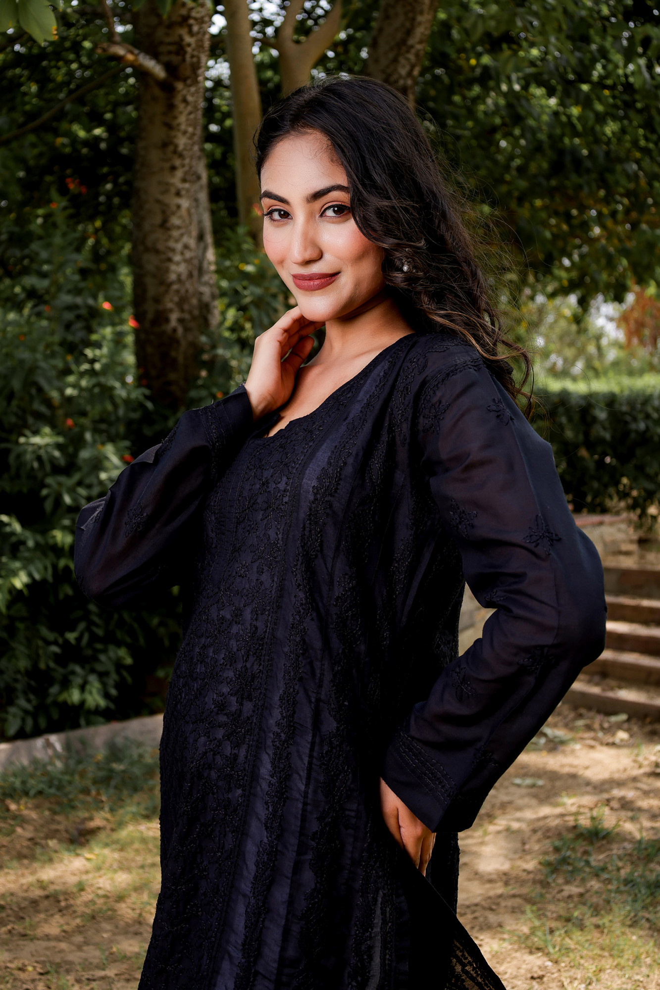 Black A line Full embroidered Kurta