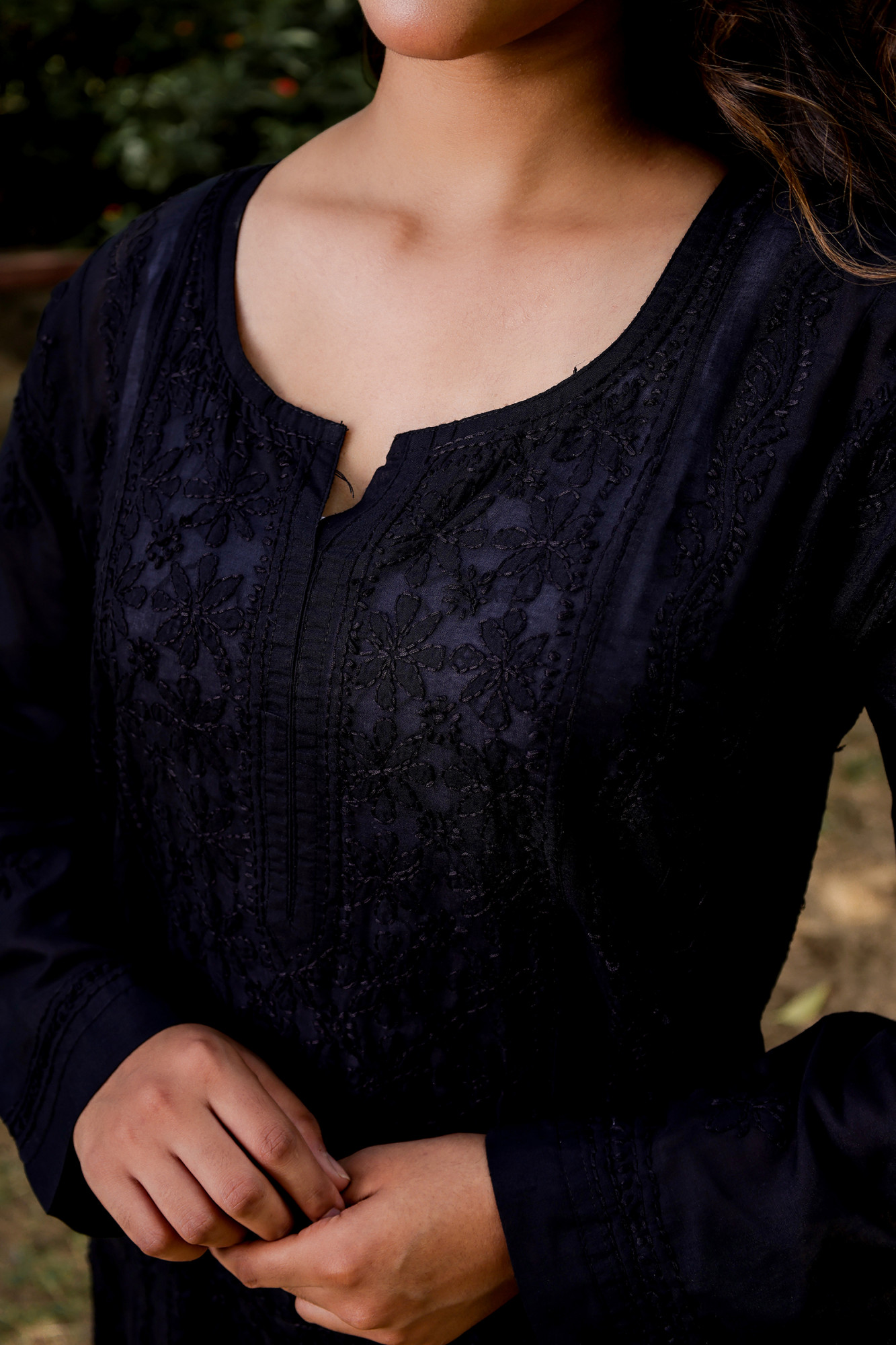 Black A line Full embroidered Kurta