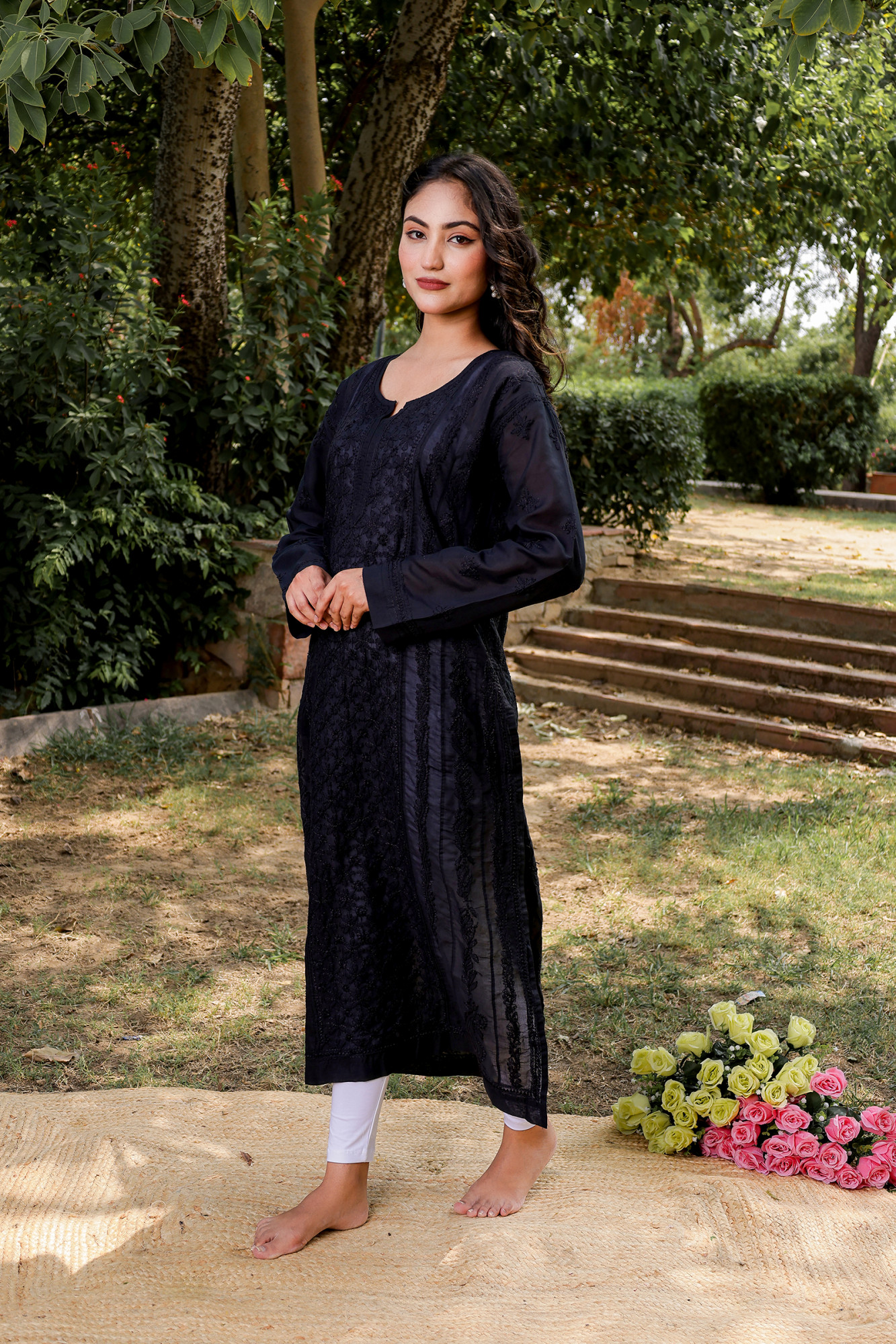 Black A line Full embroidered Kurta