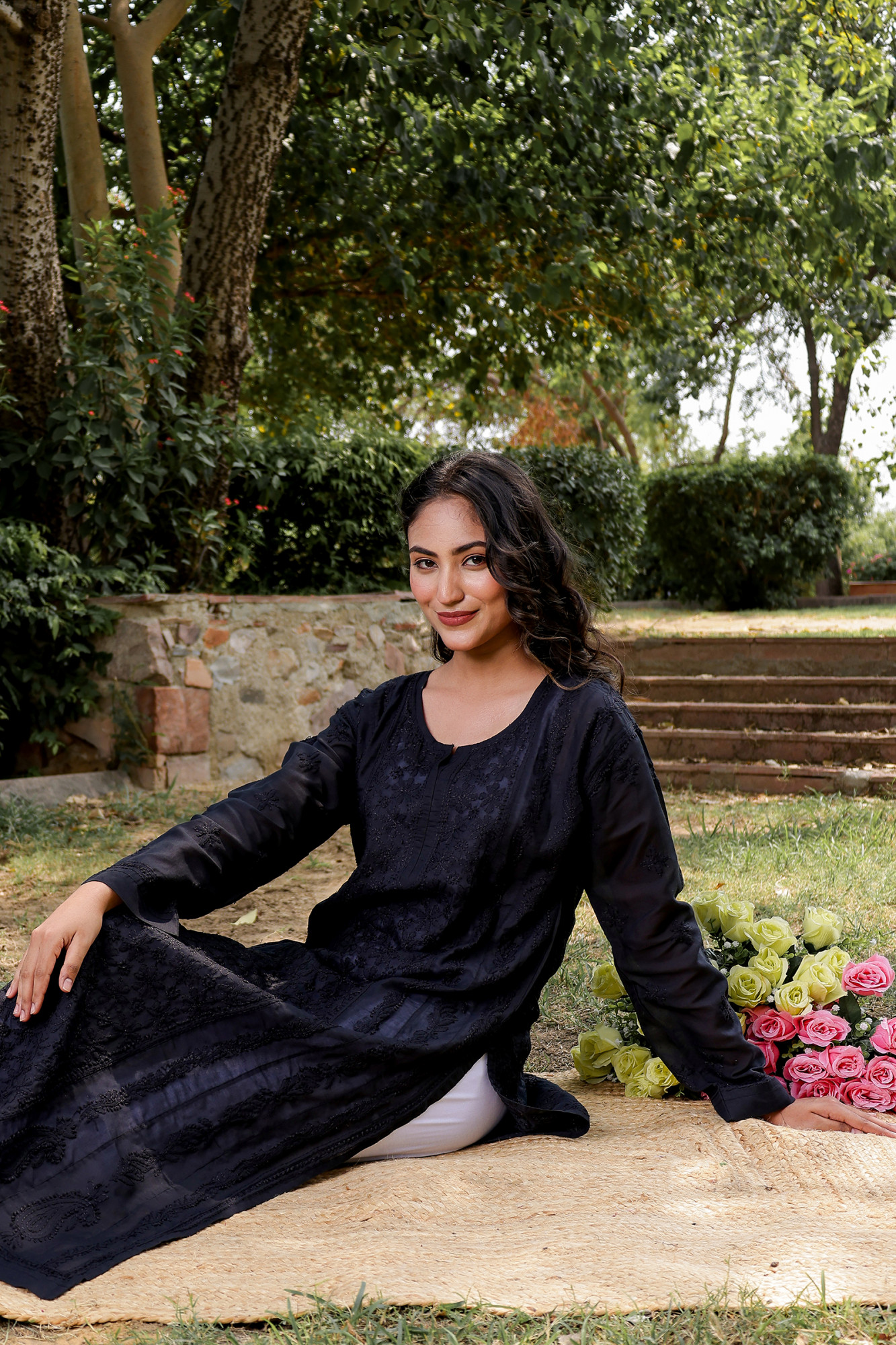 Black A line Full embroidered Kurta