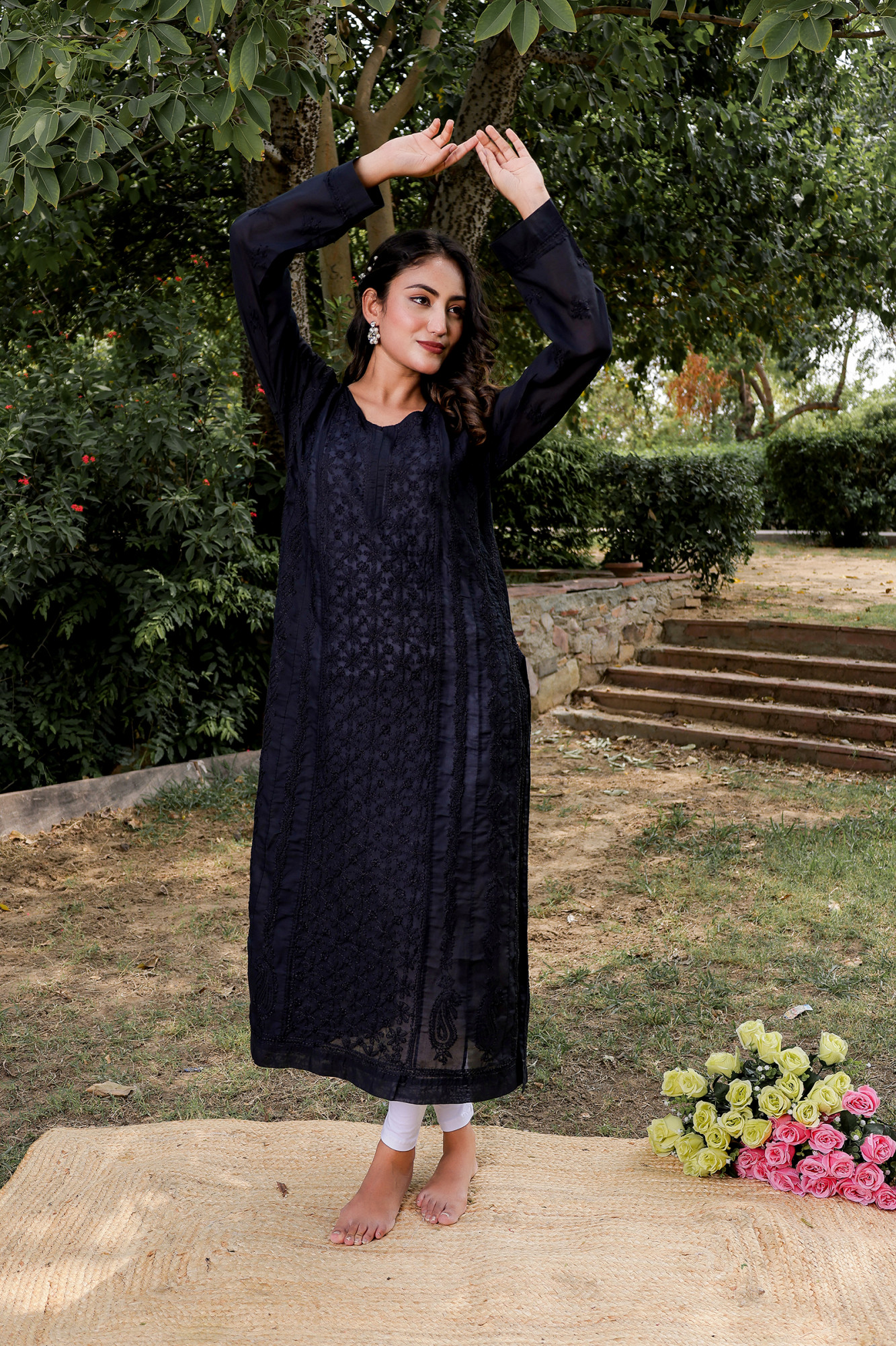 Black A line Full embroidered Kurta