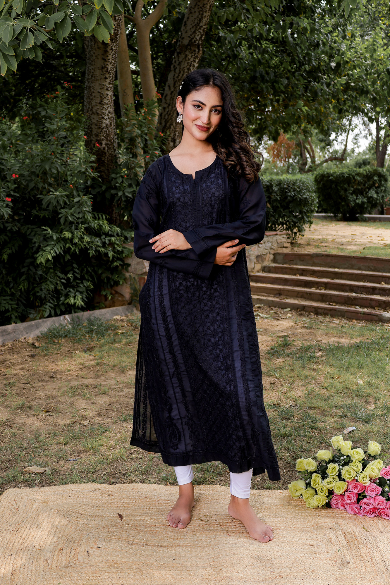 Black A line Full embroidered Kurta
