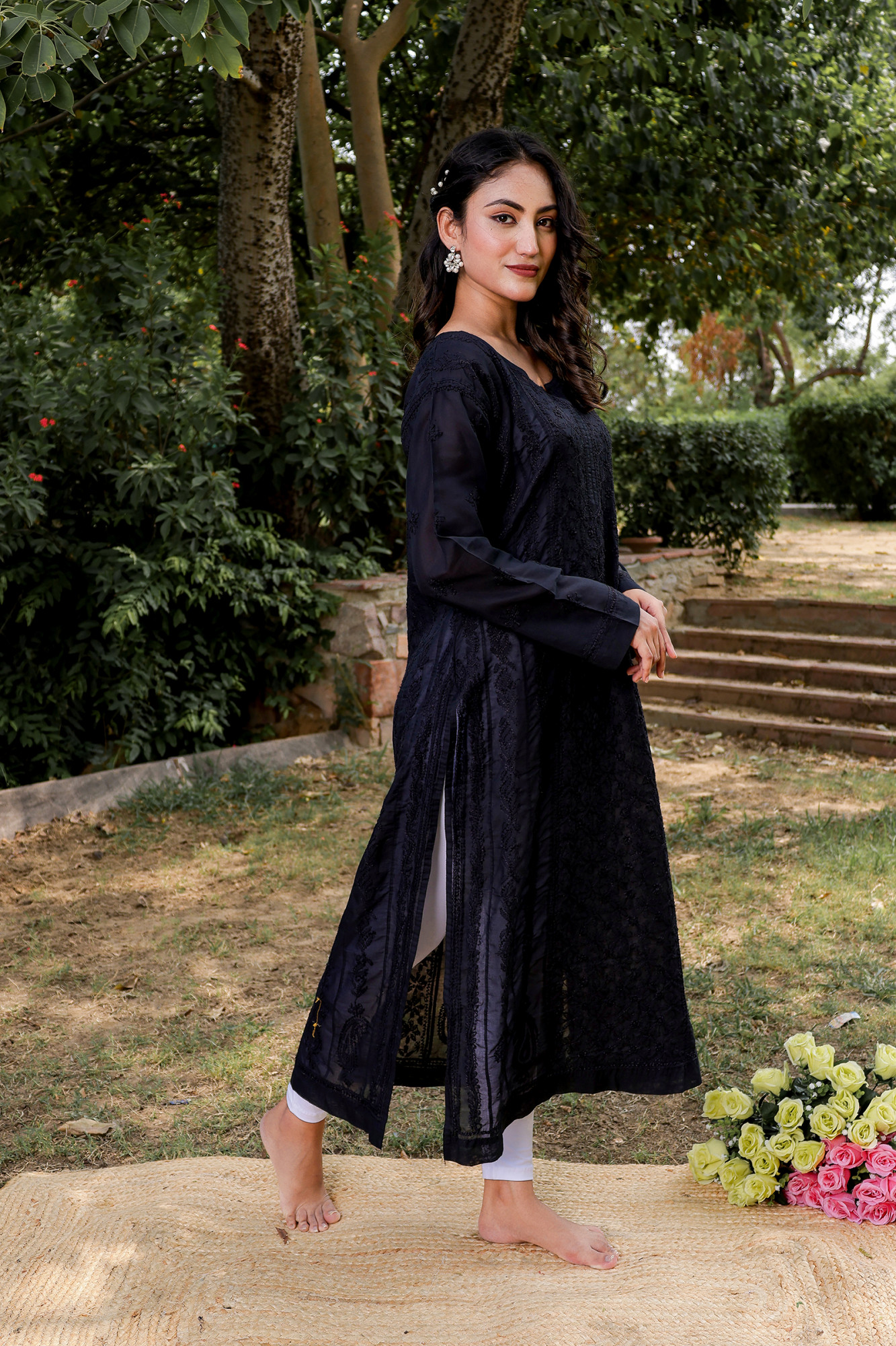 Black A line Full embroidered Kurta