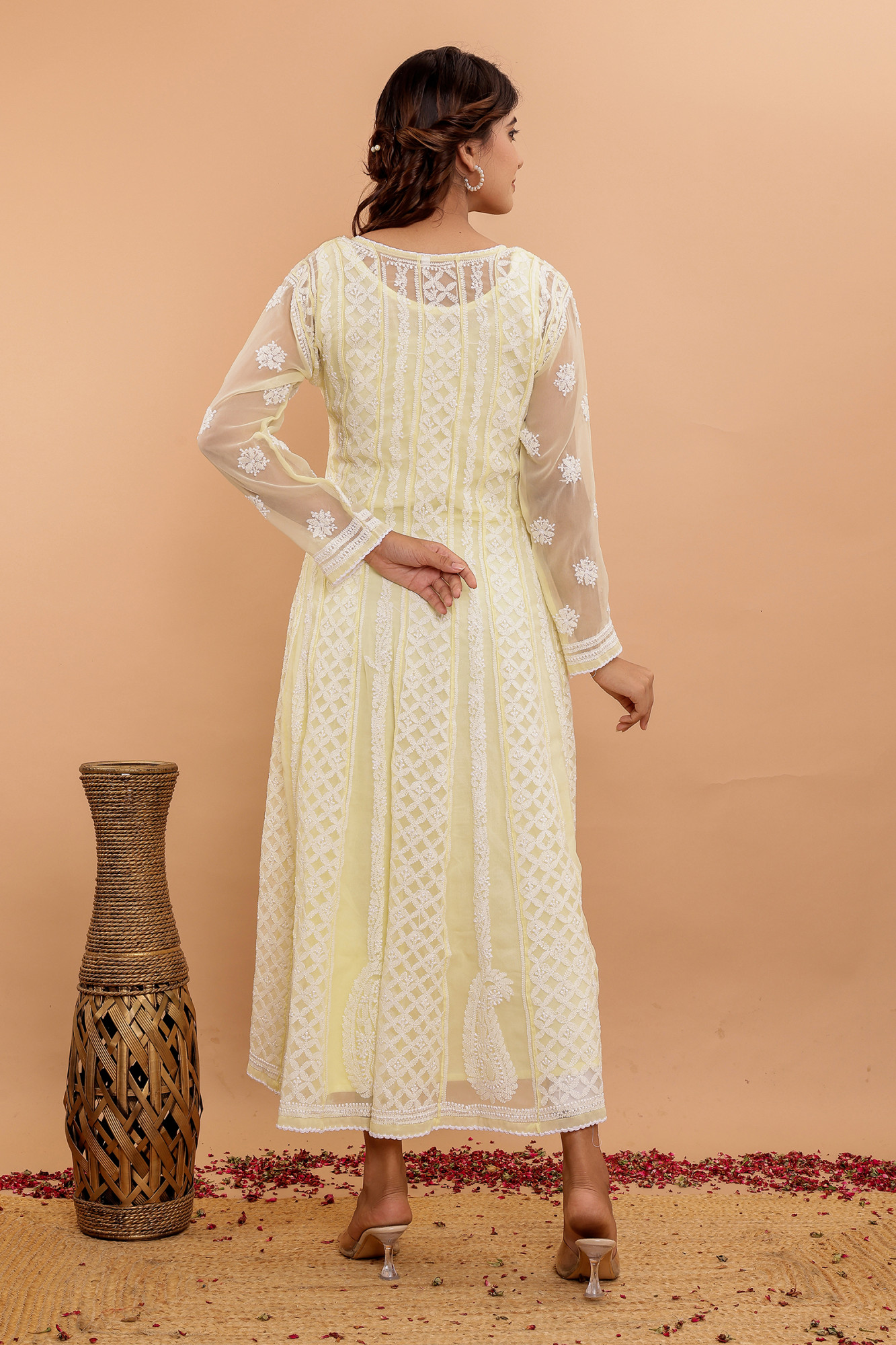 Butter Yellow Color Georgette Full embroidered anarkali