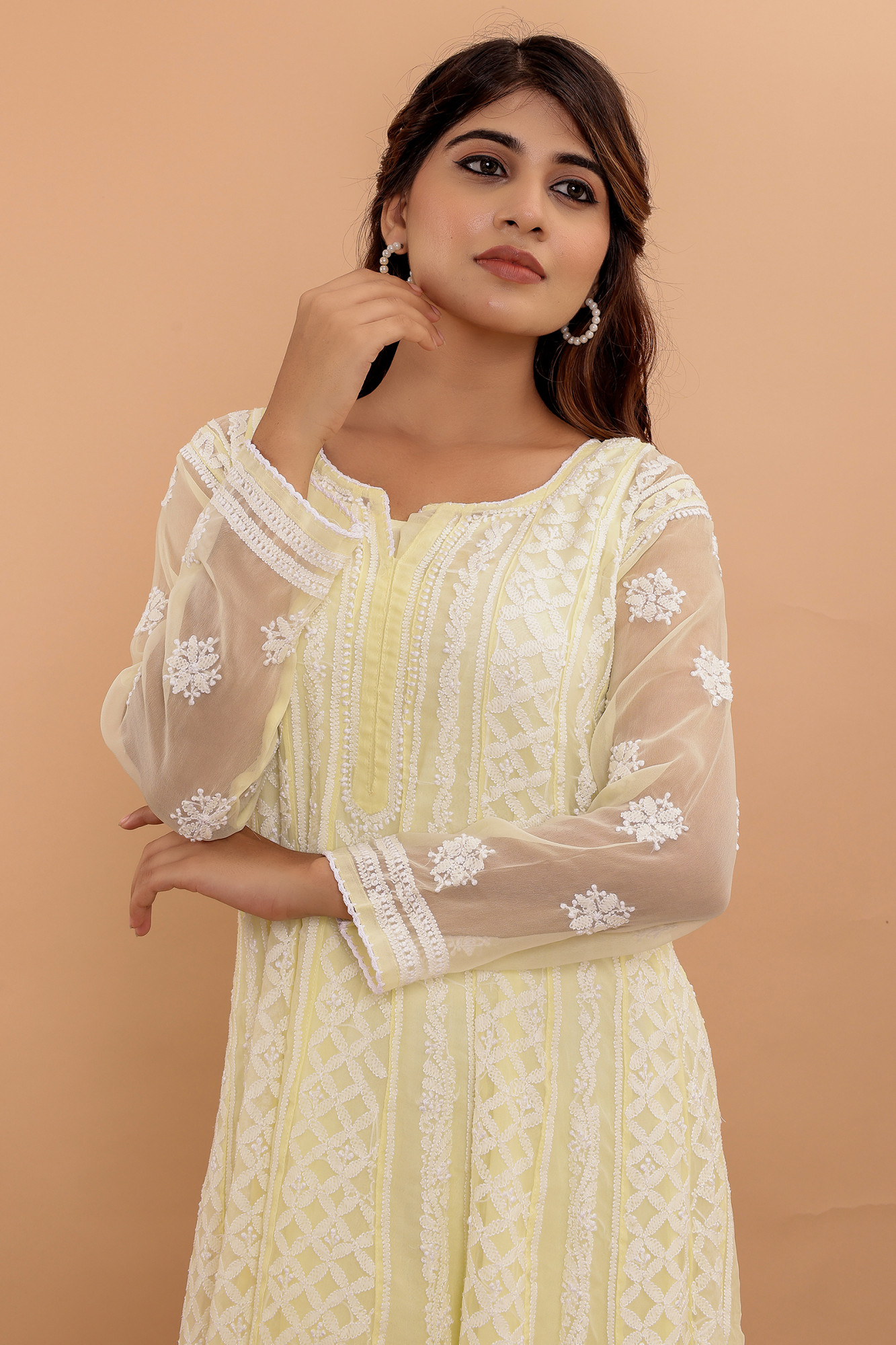 Butter Yellow Color Georgette Full embroidered anarkali