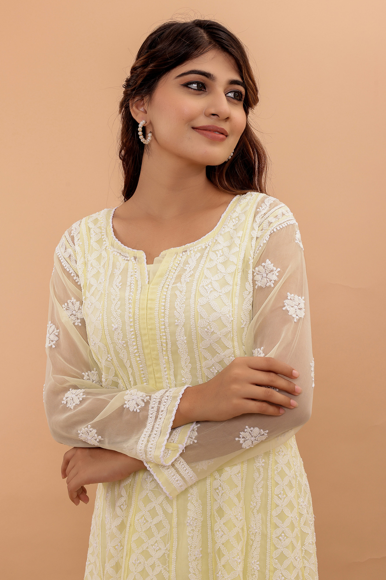 Butter Yellow Color Georgette Full embroidered anarkali