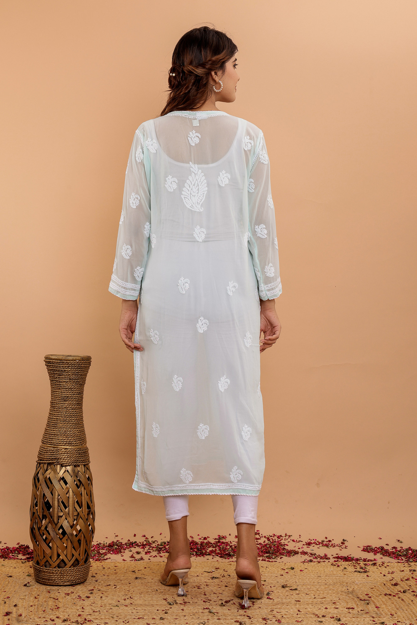 Mint Green Georgette Jaalwork Kurti