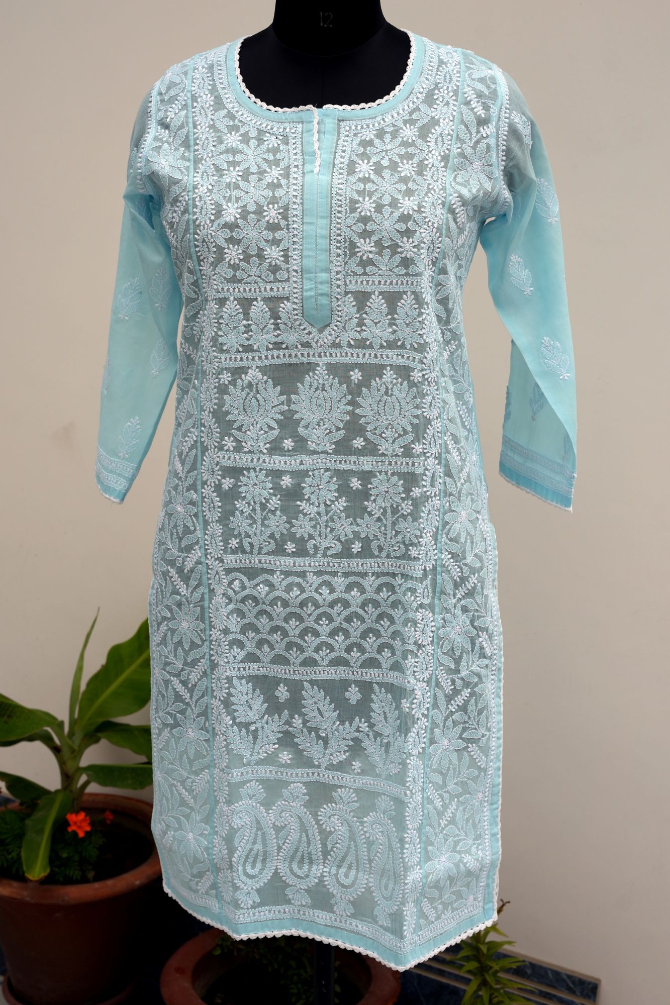 Cotton Stitched Jaalwork Kurti
