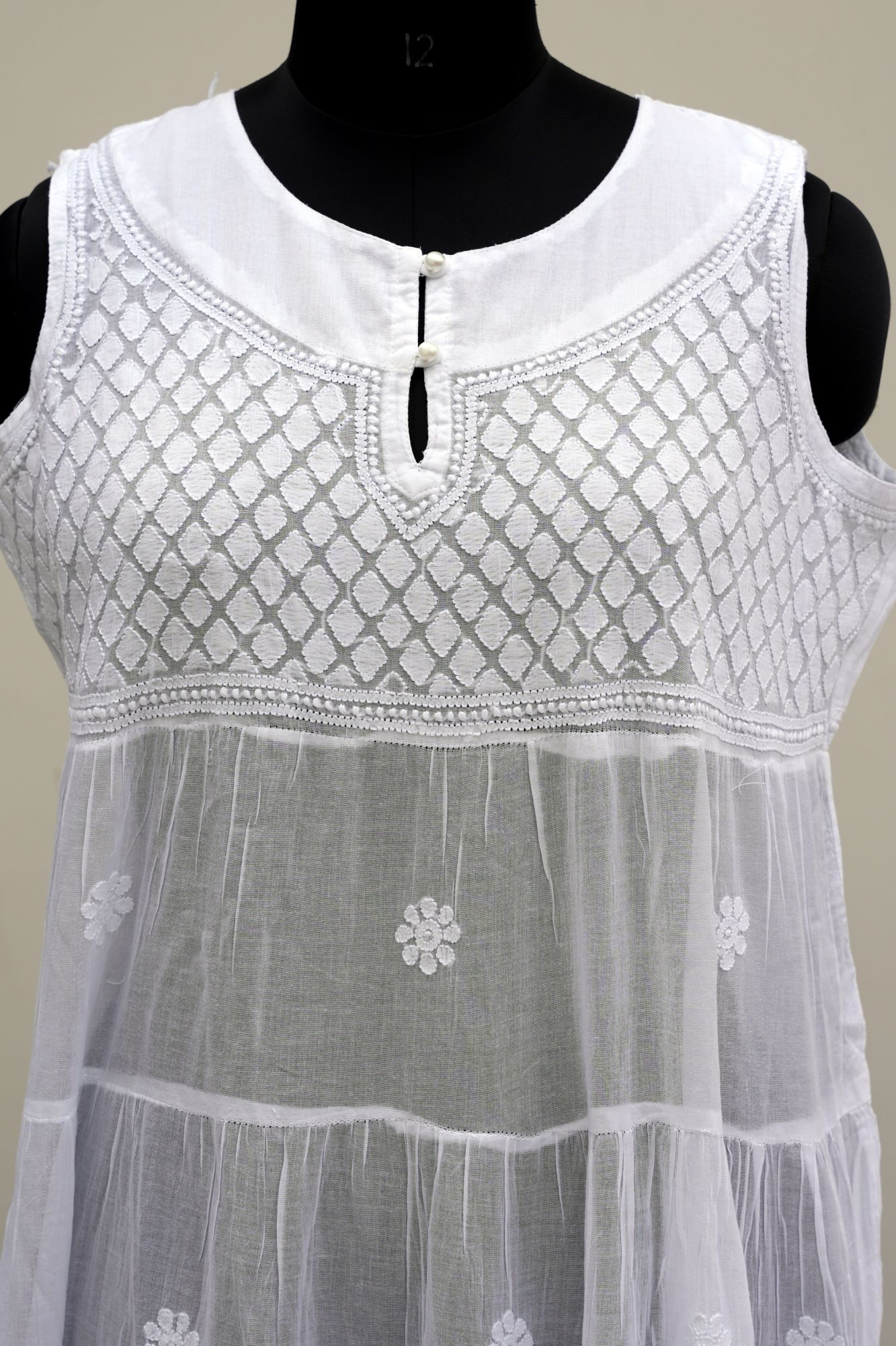 Mul Cotton Sleeveless Flaired Gown