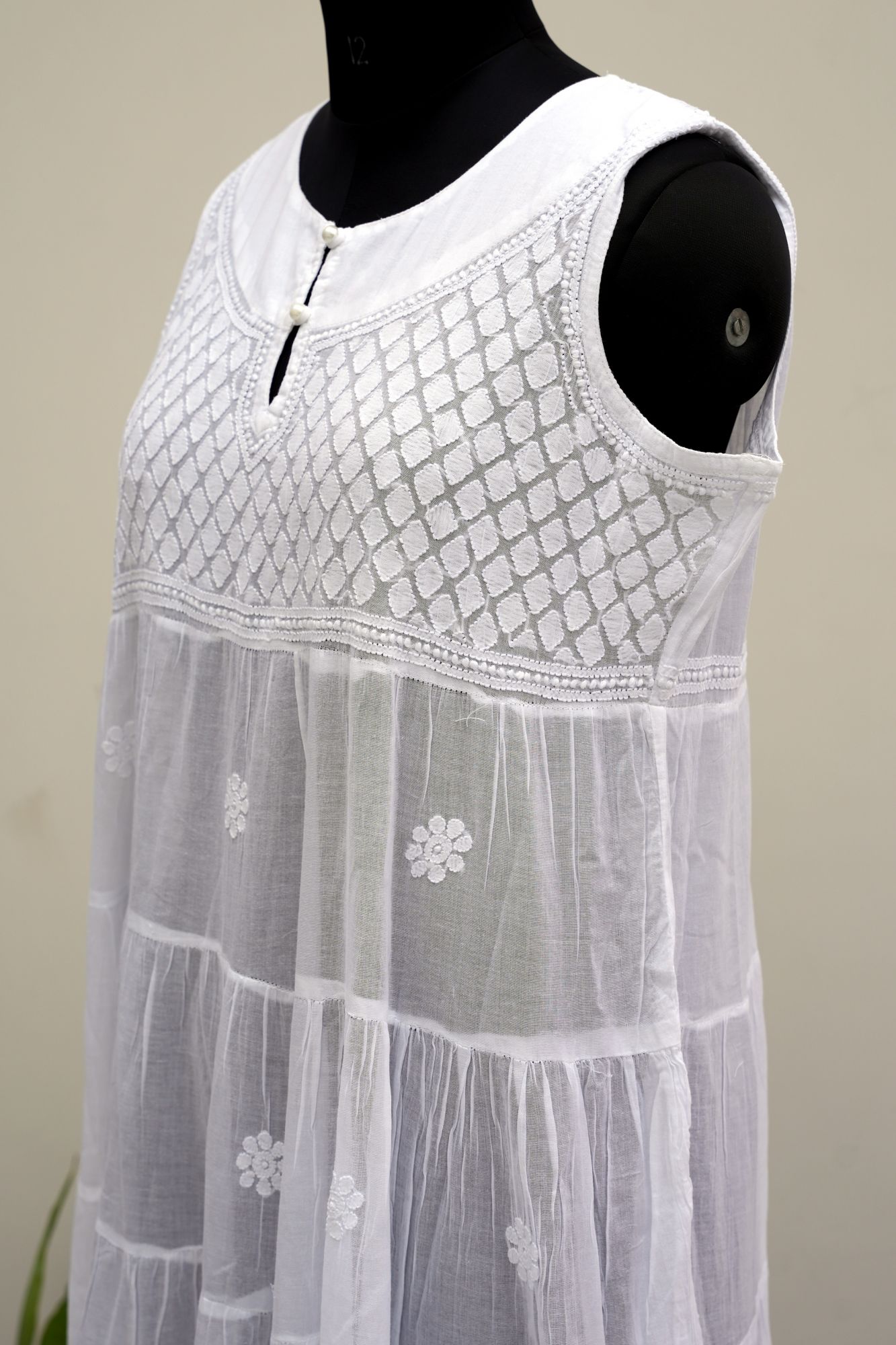 Mul Cotton Sleeveless Flaired Gown