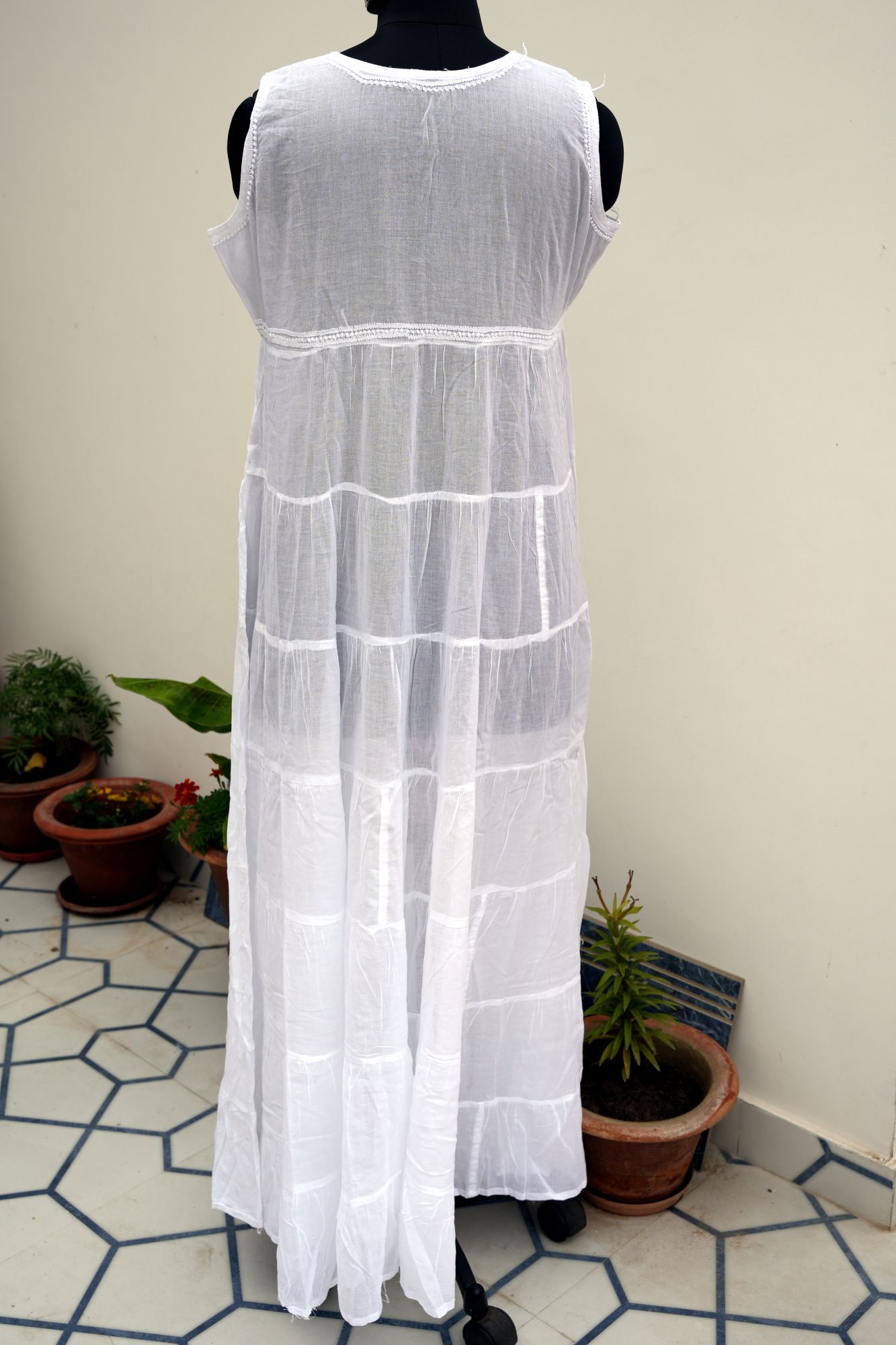 Mul Cotton Sleeveless Flaired Gown
