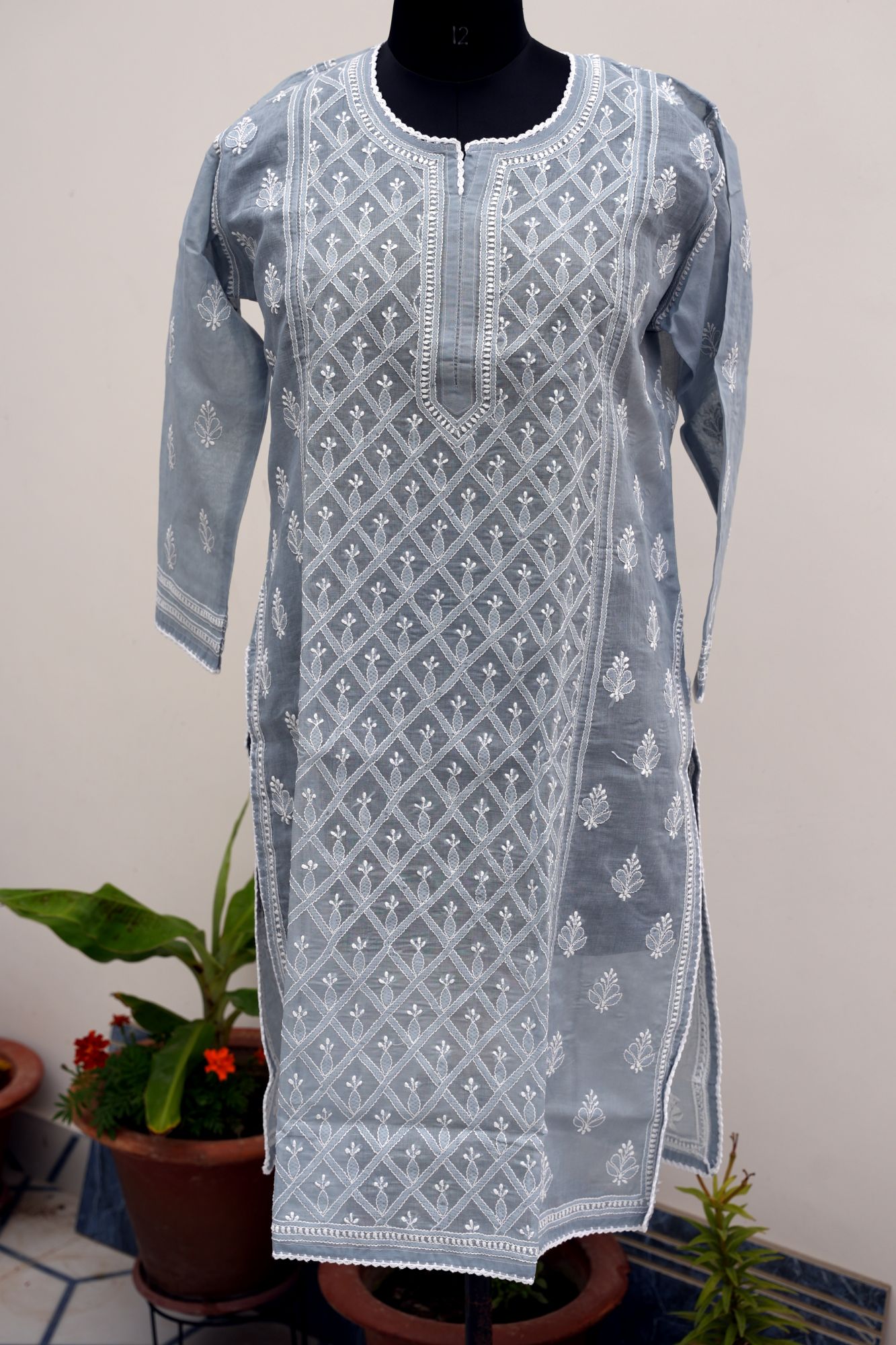 Cotton Voil Jaal work Kurti