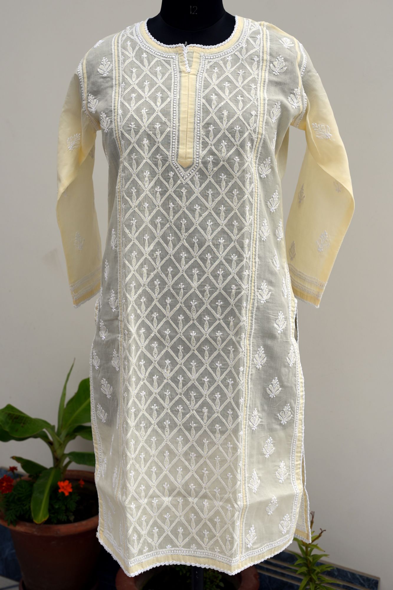 Cotton Voil jaalwork Stitched kurti