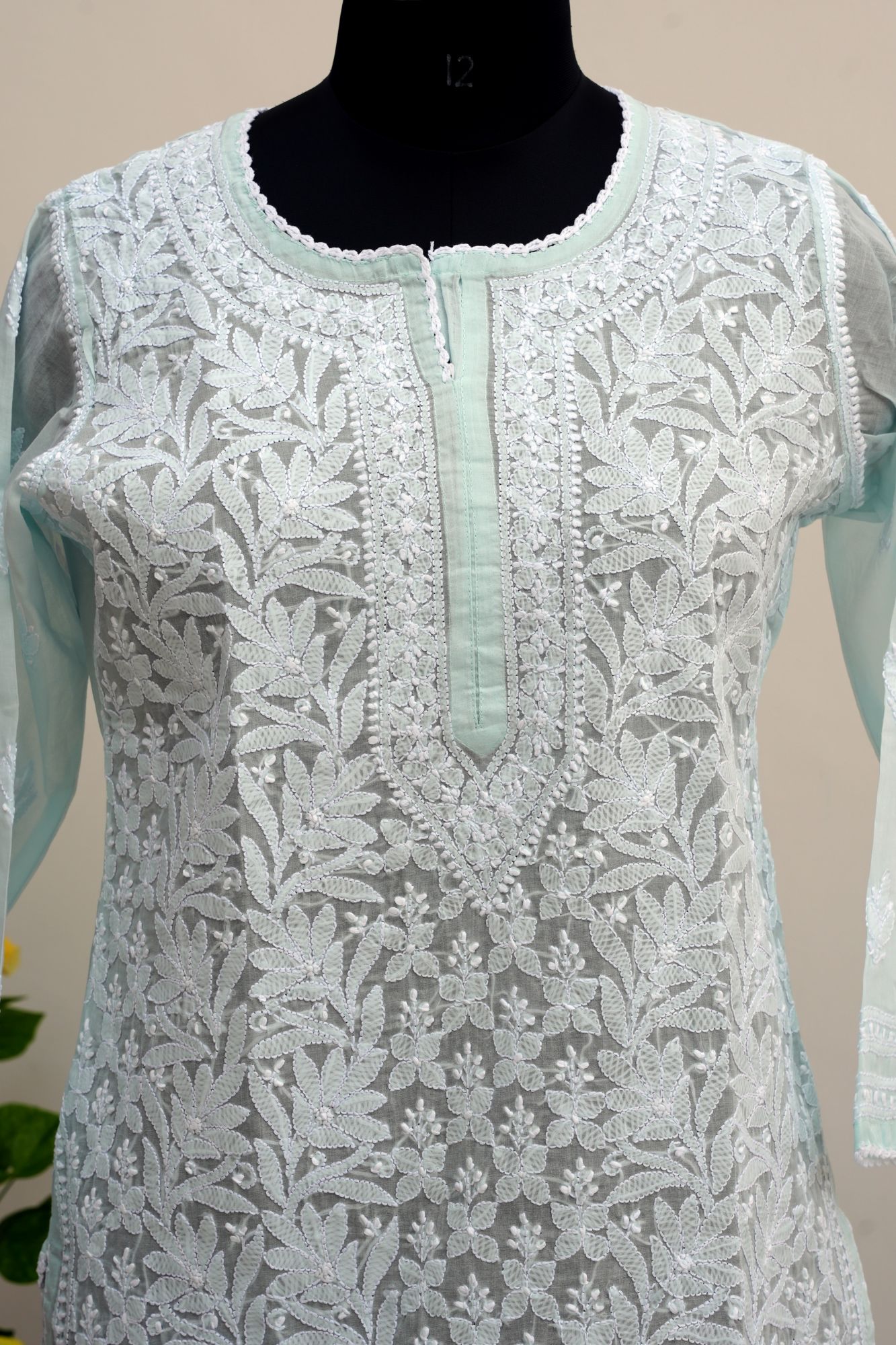 Mint Green Cotton Voil Stitched Kurti