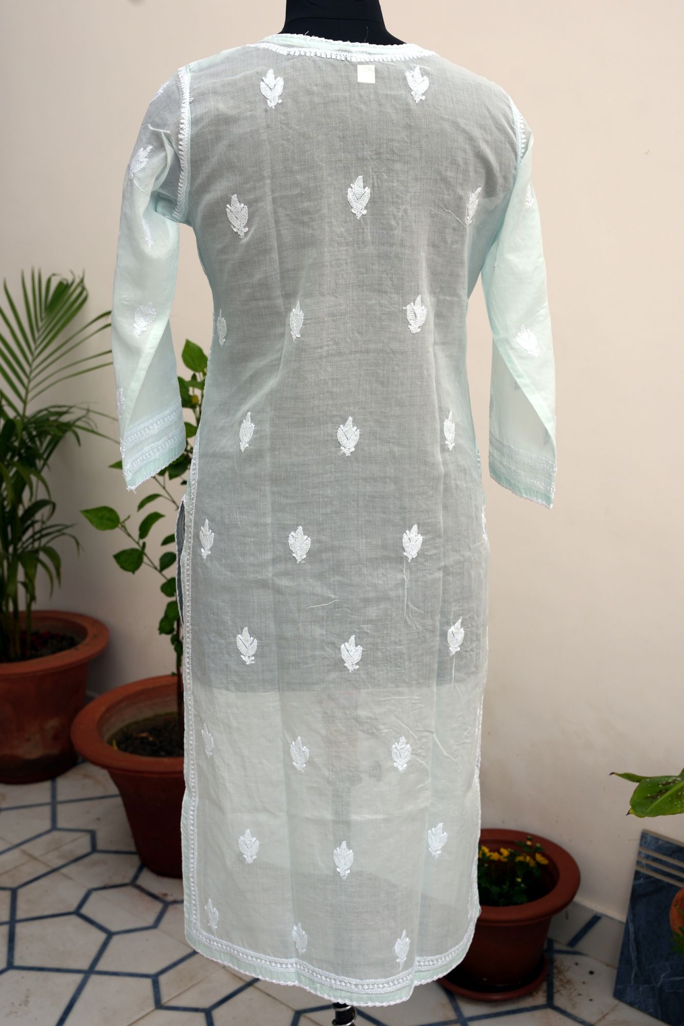 Mint Green Cotton Voil Stitched Kurti