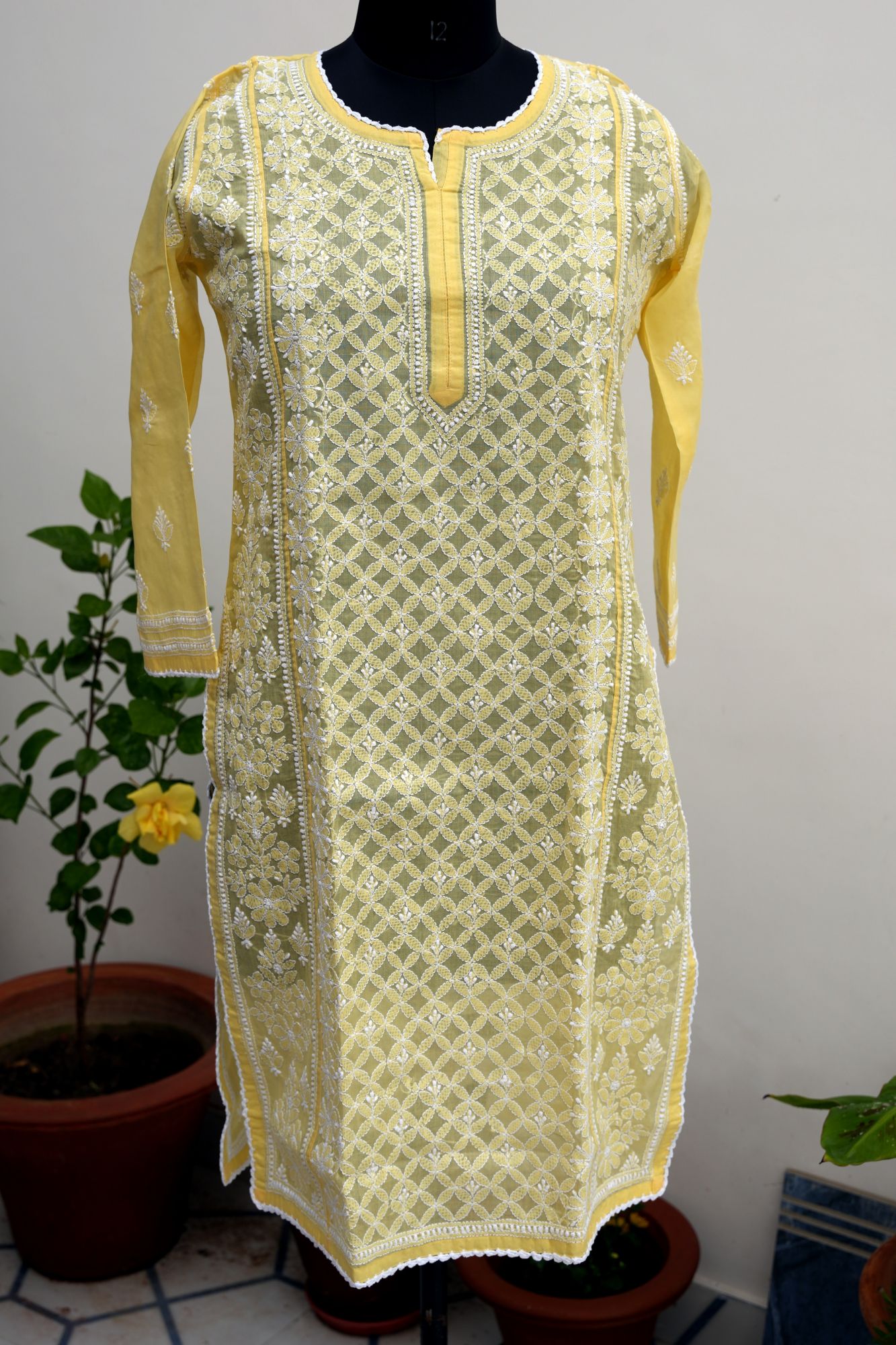 Cotton Voil Jaal work Kurti
