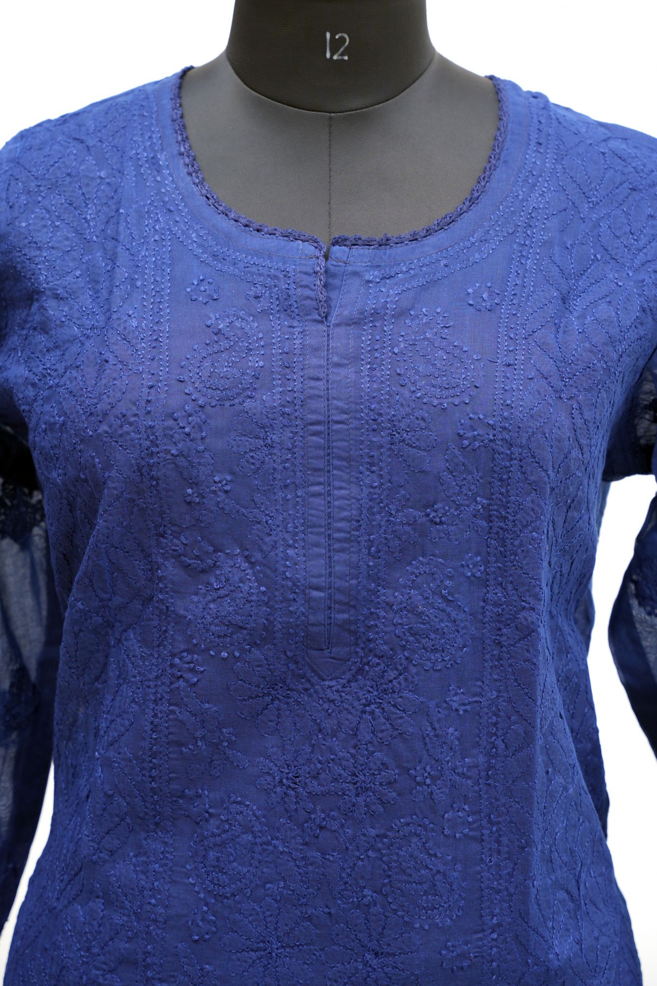 Navy Blue Cotton Stitched Kurti