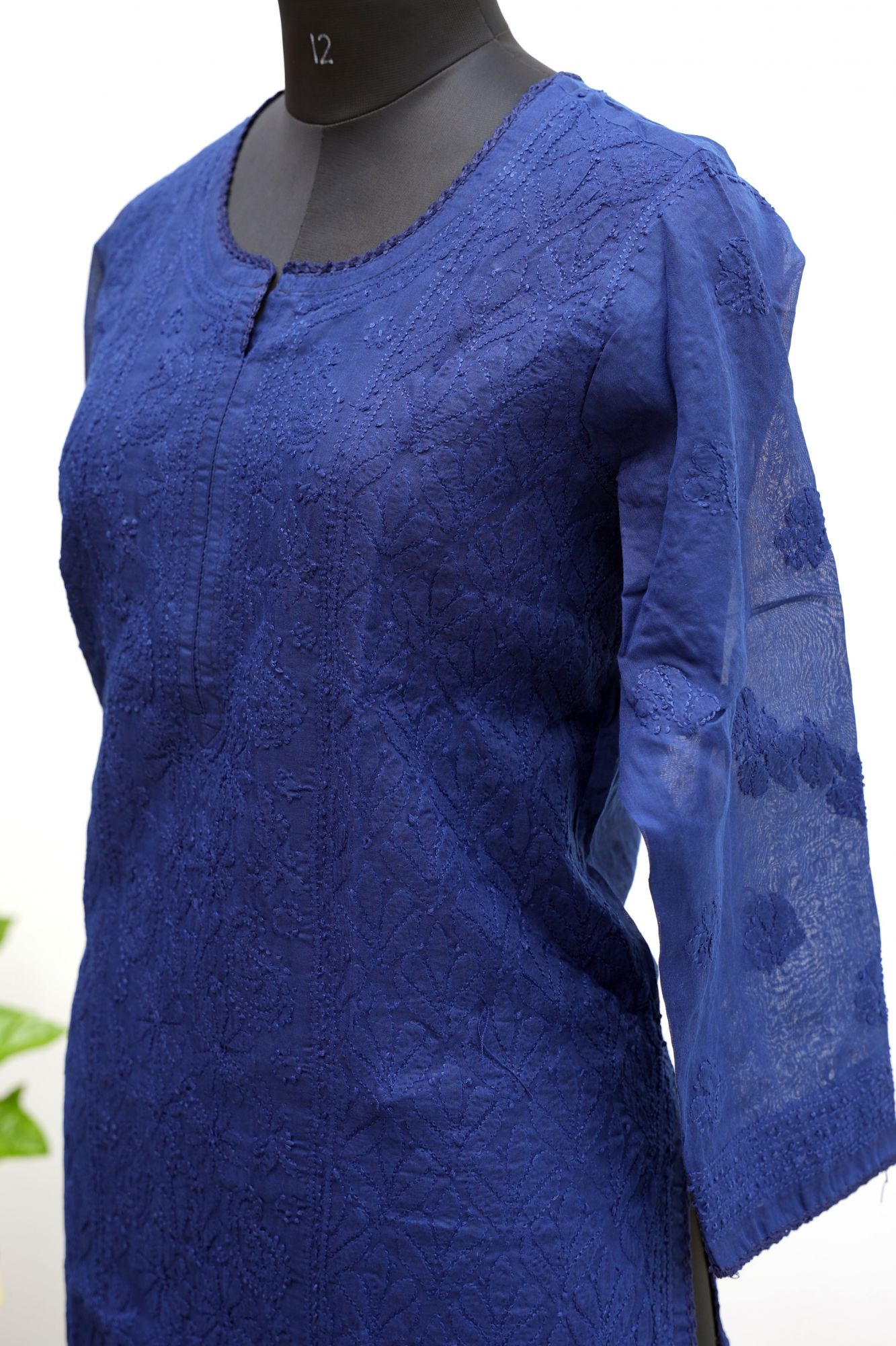 Navy Blue Cotton Stitched Kurti