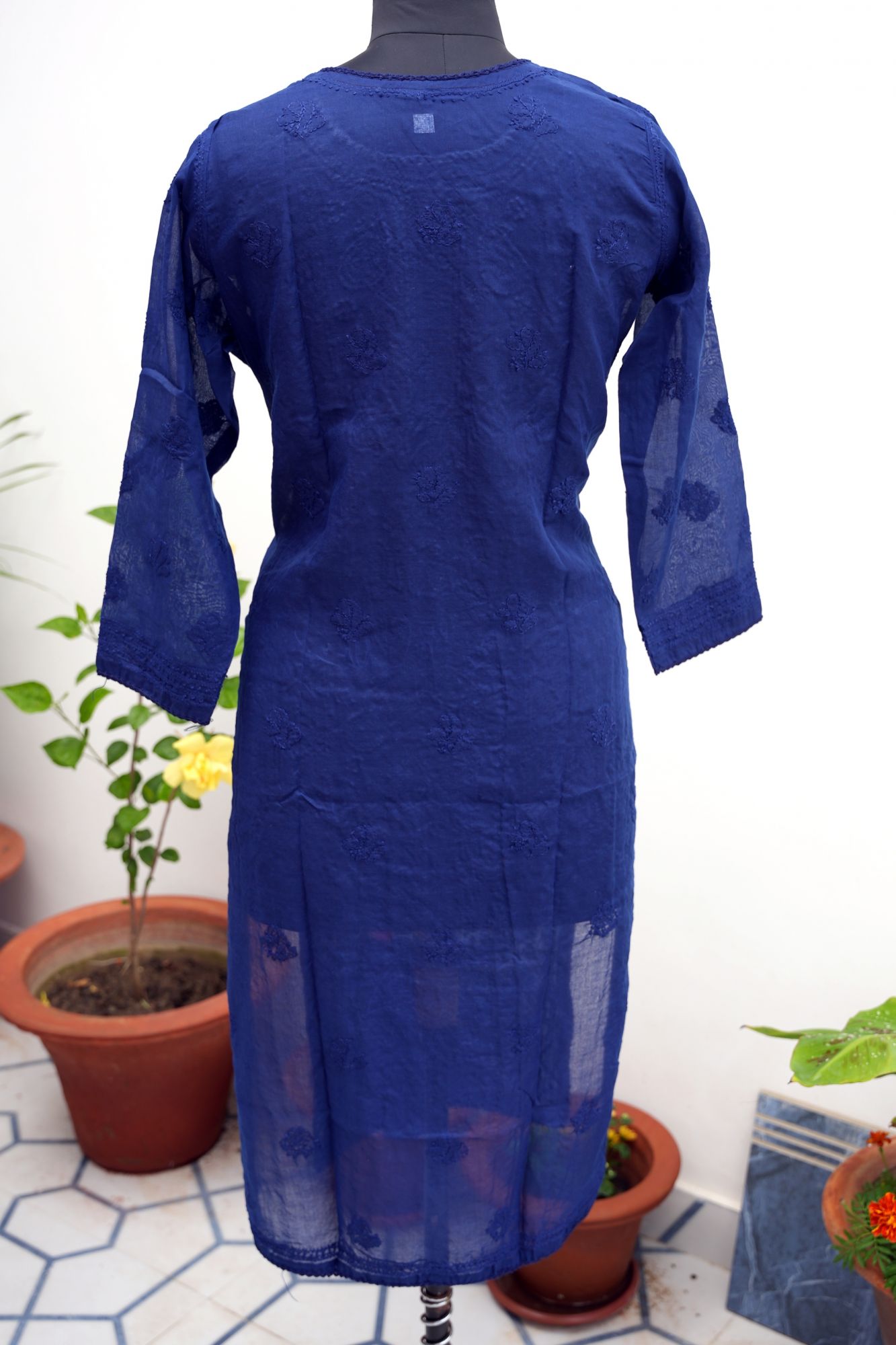 Navy Blue Cotton Stitched Kurti