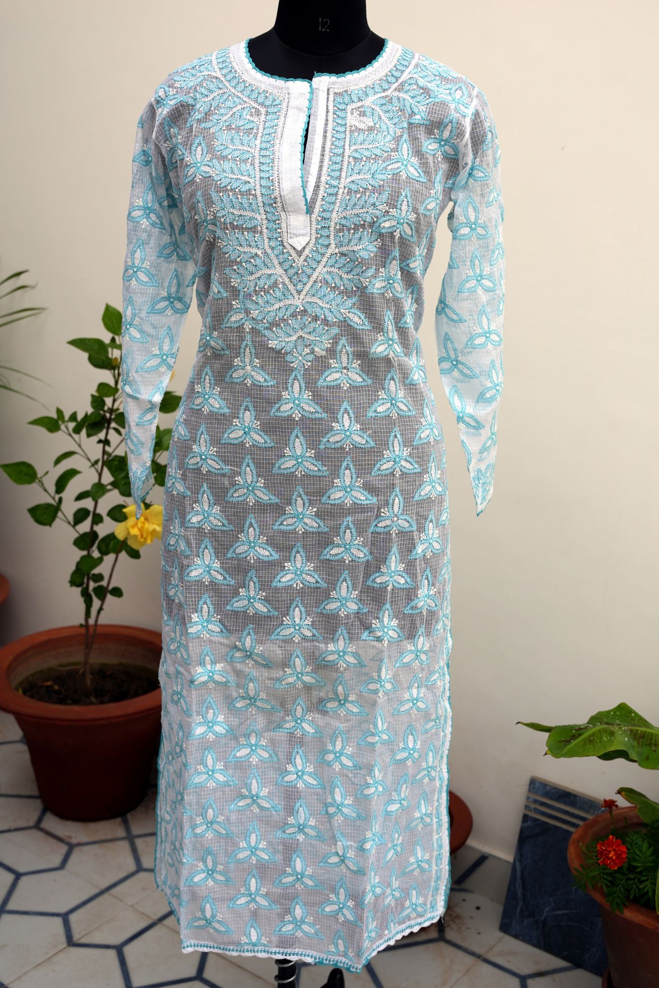 Kota cotton full embroidered stitched Kurti