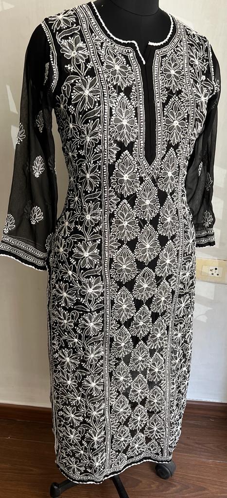 Black Georgette Long Kurti