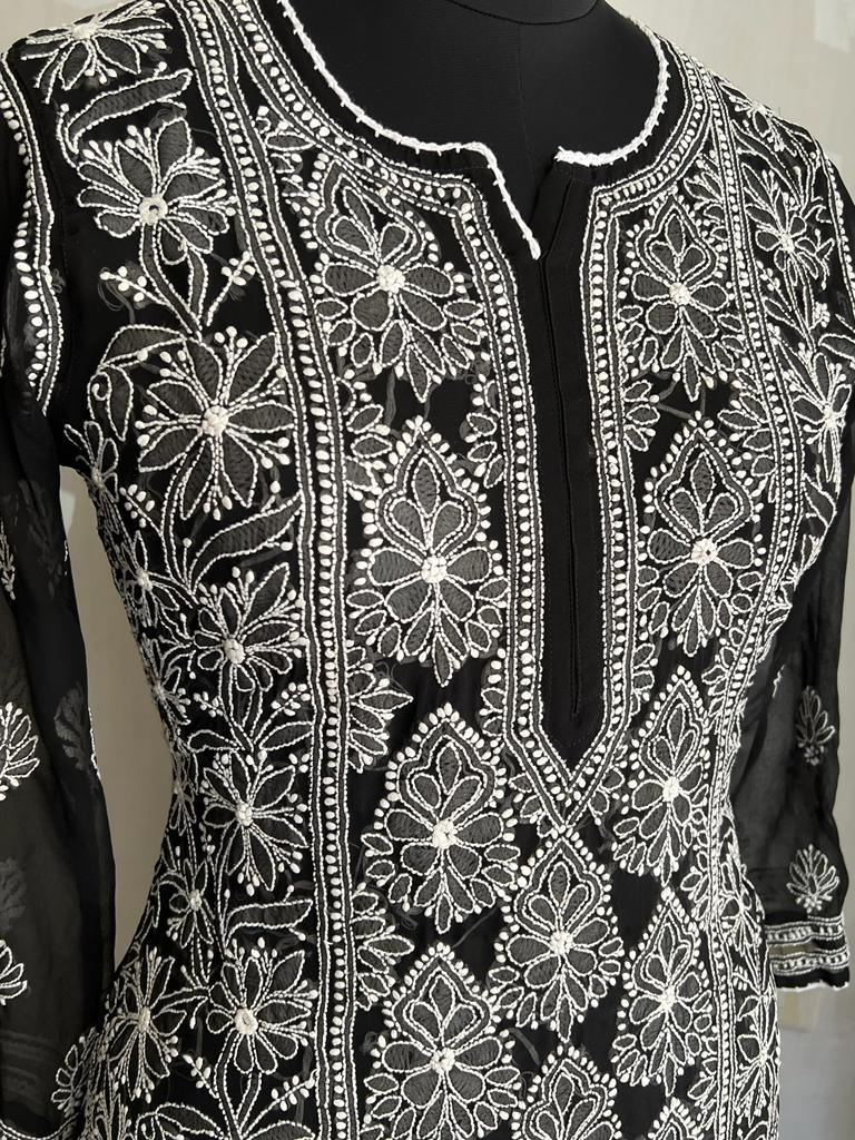 Black Georgette Long Kurti