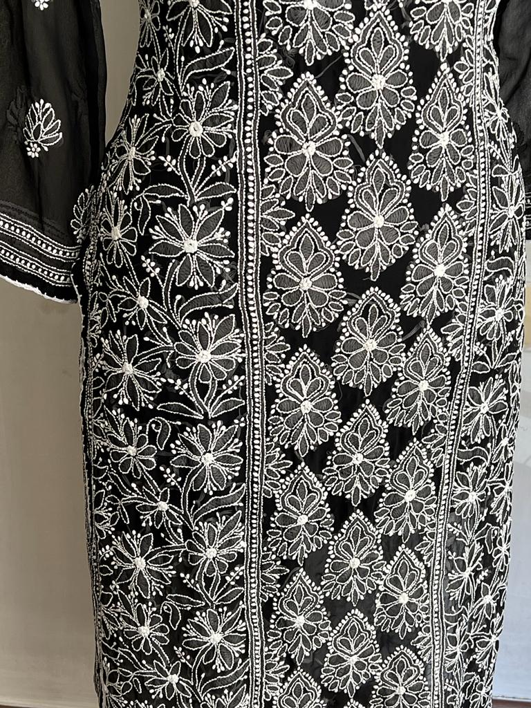 Black Georgette Long Kurti