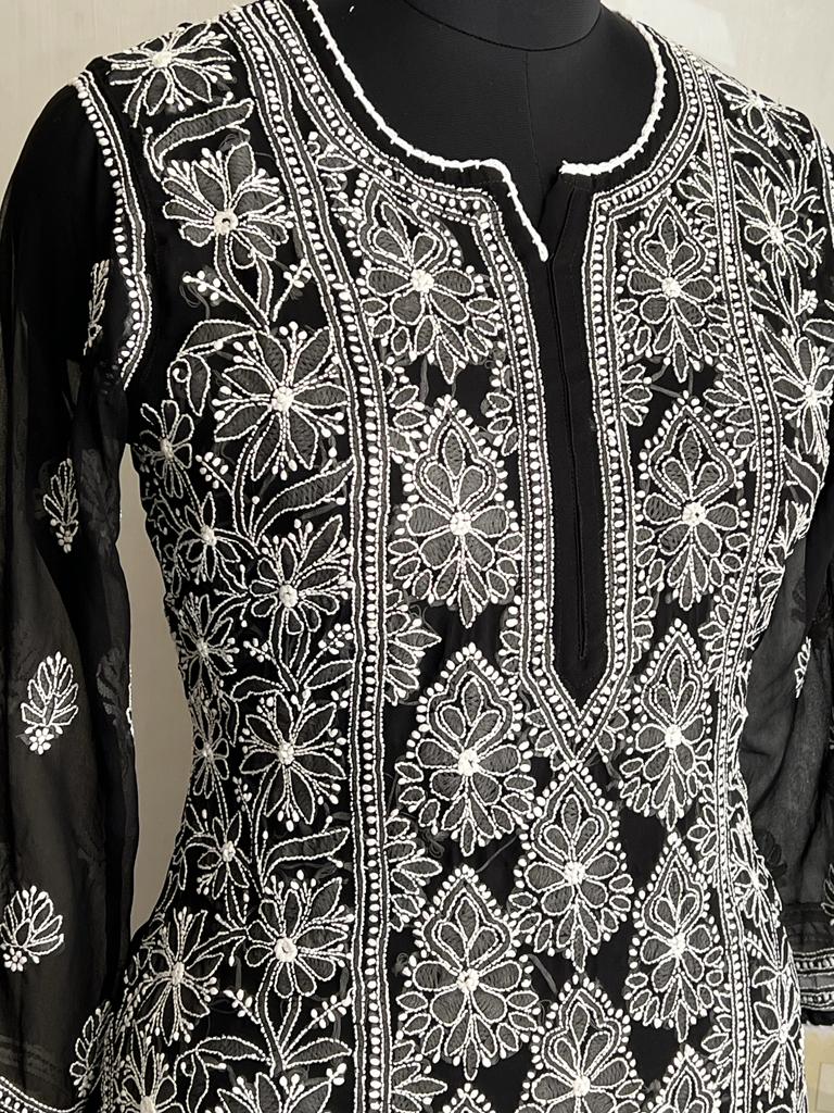 Black Georgette Long Kurti