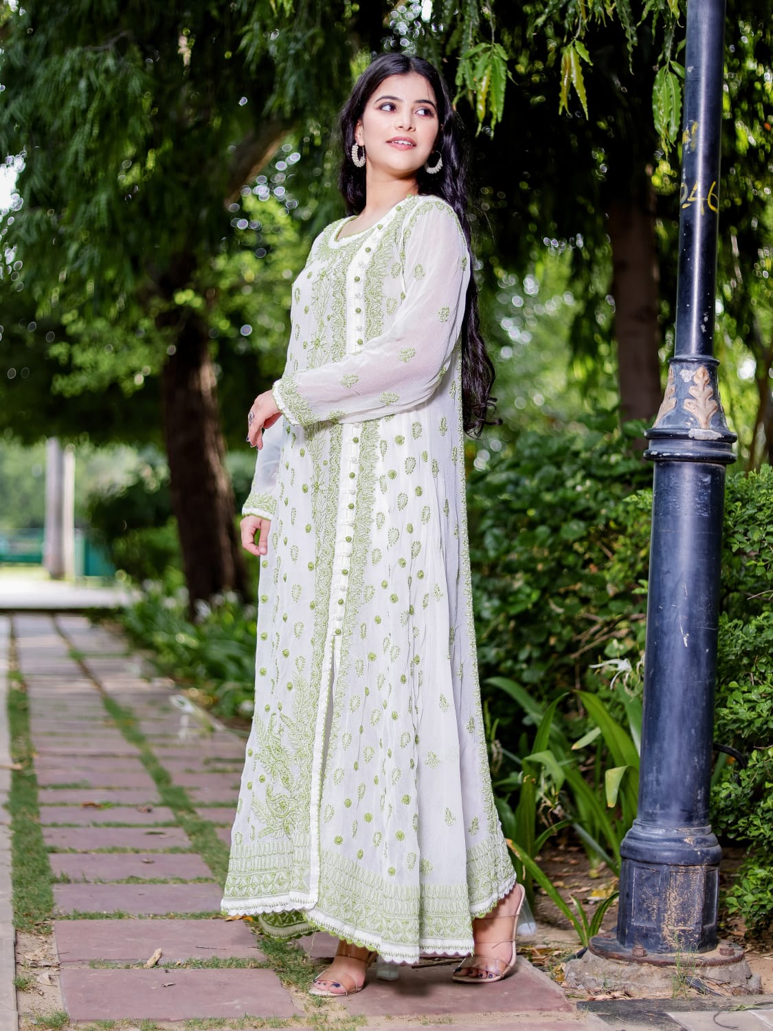 Georgette A line angarkhastyle kurta