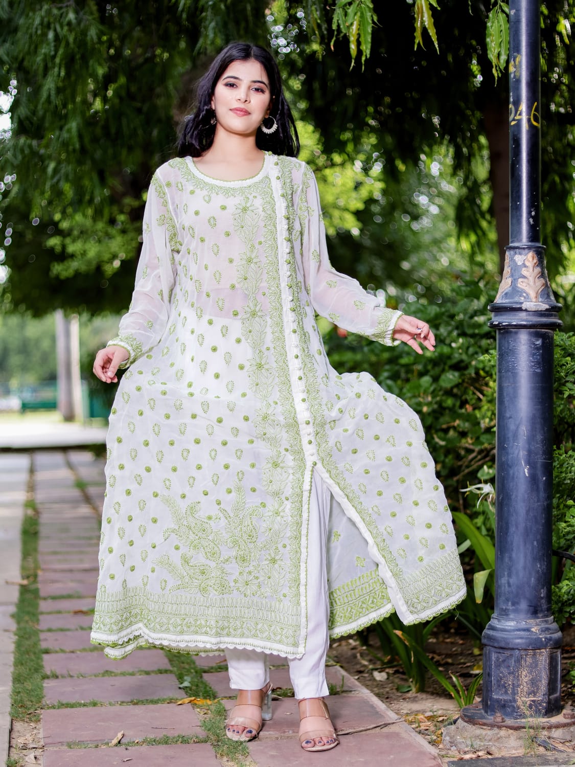 Georgette A line angarkhastyle kurta