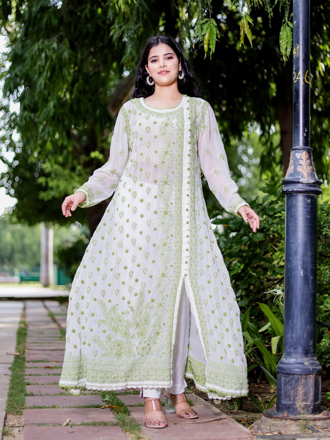 Georgette A line angarkhastyle kurta