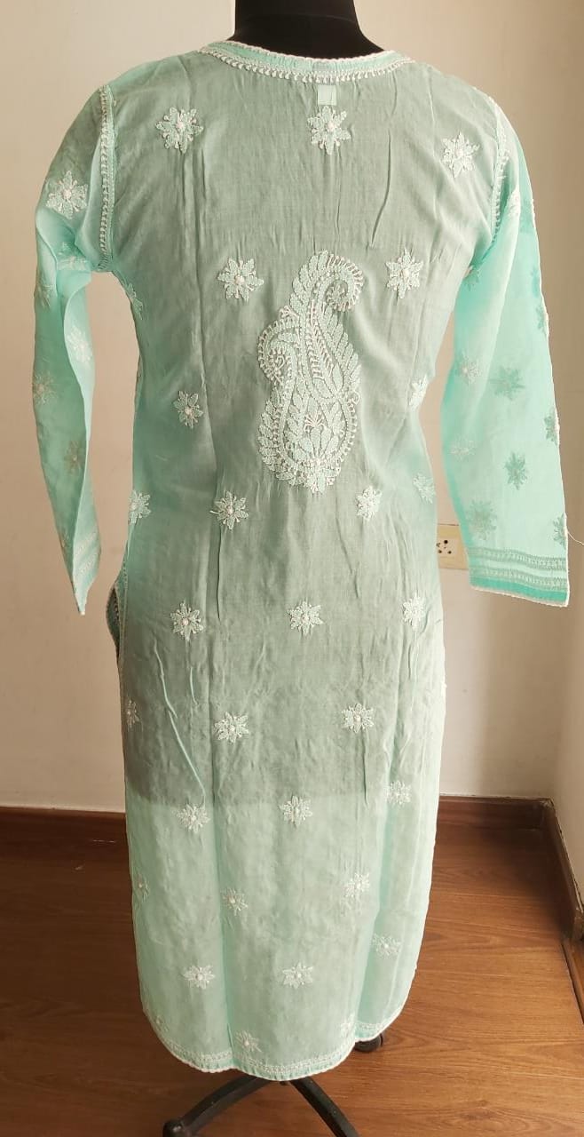 Sea Green Cotton Jaalwork Kurti
