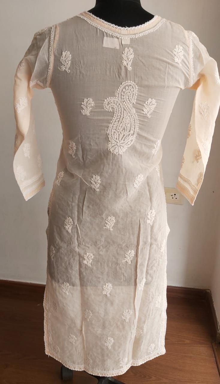 Peach Cotton Kurta with Jaalwork