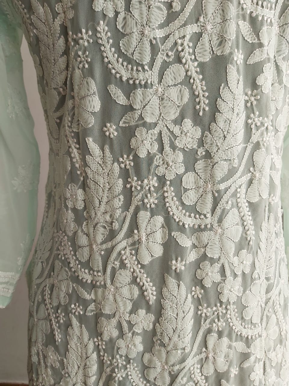 Mint Green All over Resham work