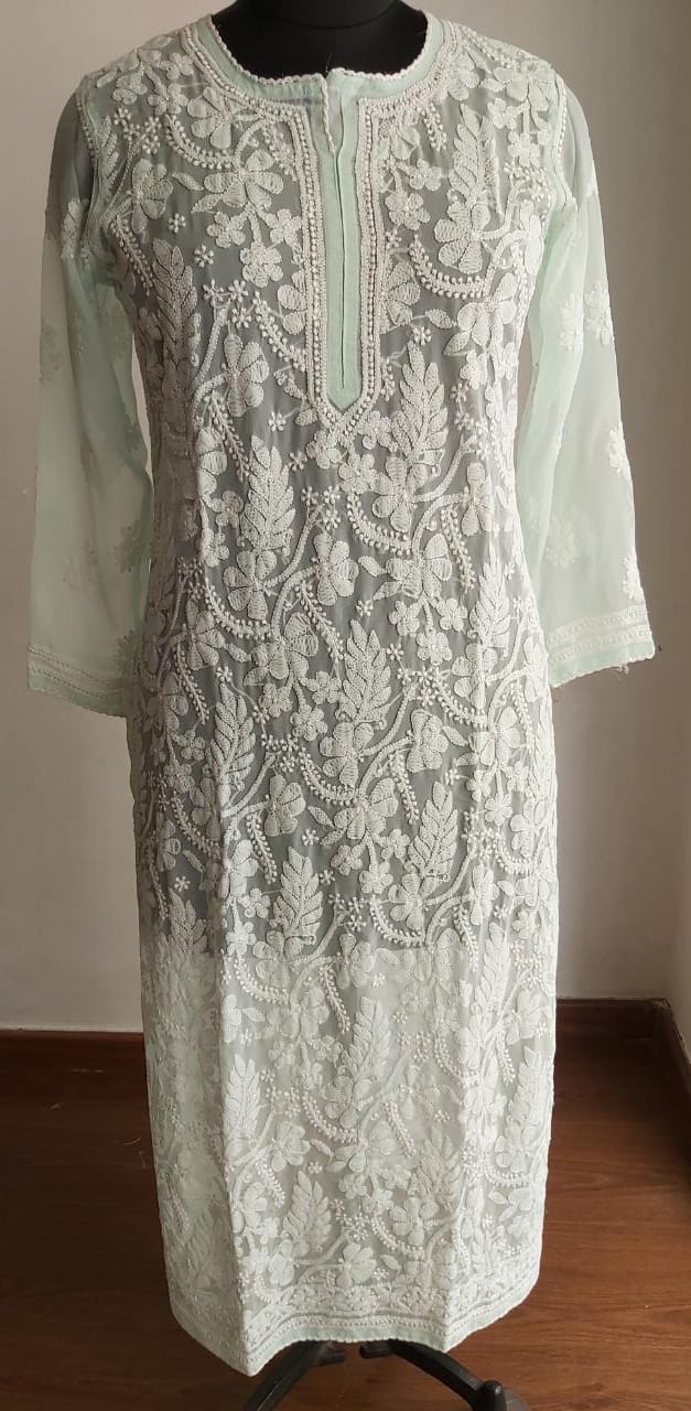 Mint Green All over Resham work