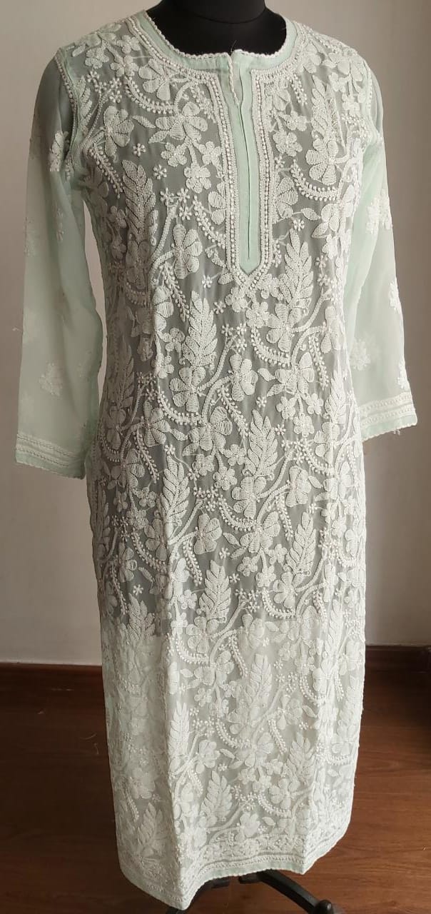 Mint Green All over Resham work