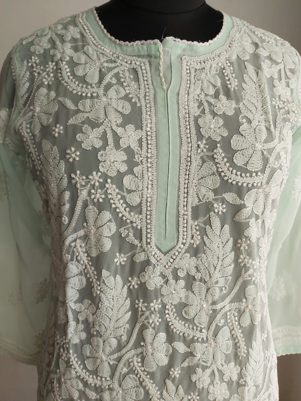 Mint Green All over Resham work