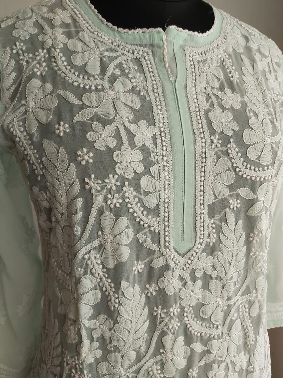 Mint Green All over Resham work