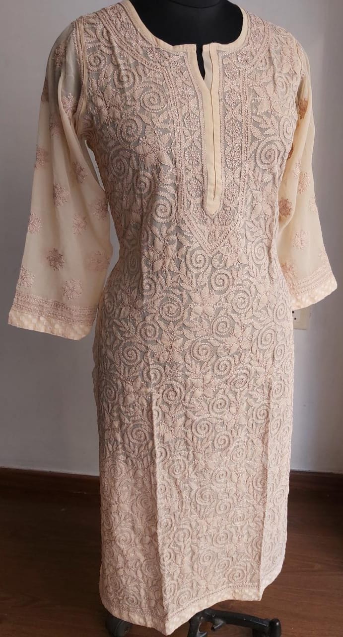 Georgette Kurti with Resham work