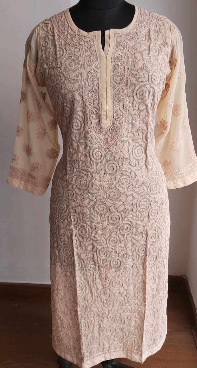 Georgette Kurti with Resham work