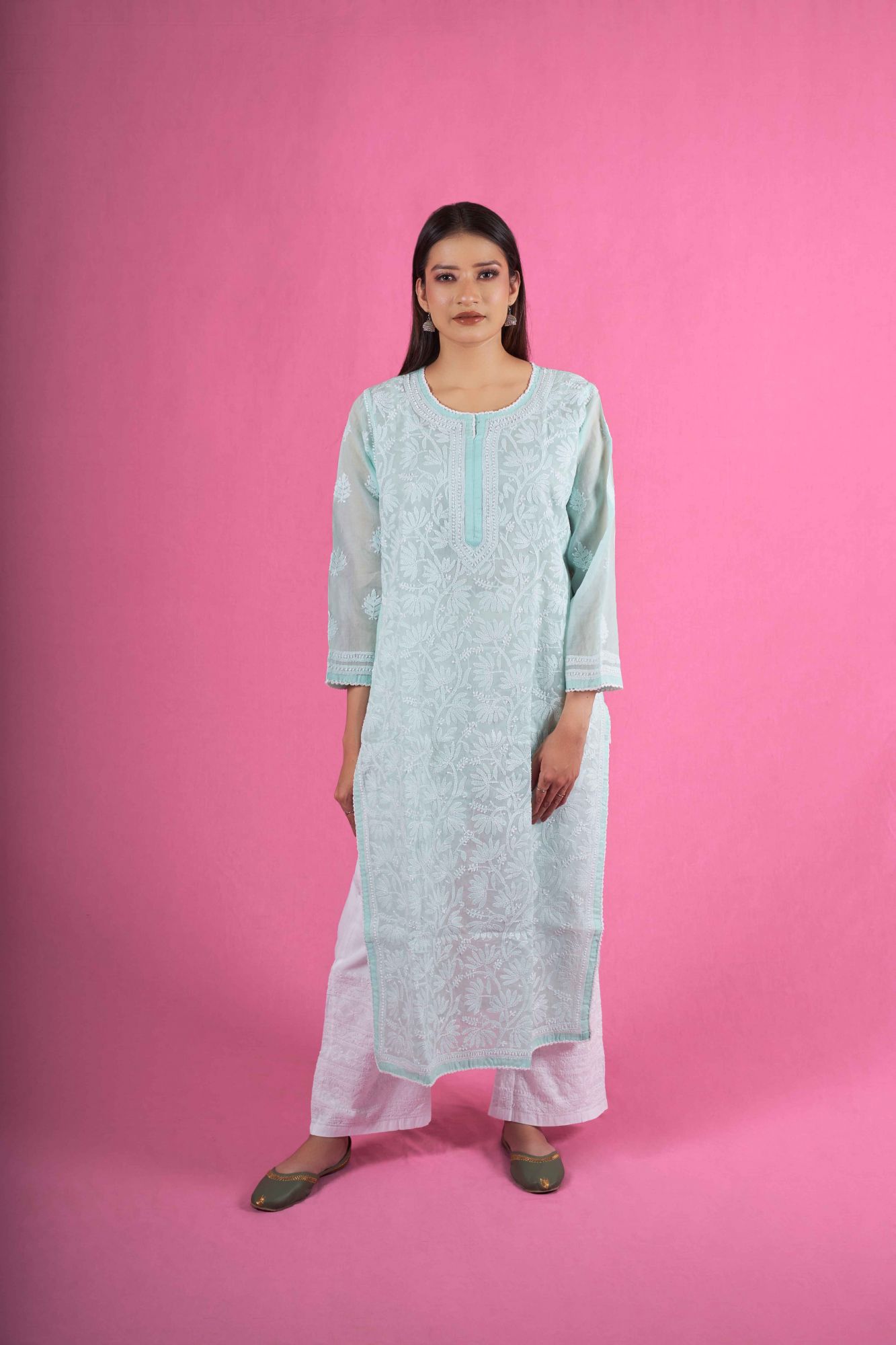 Cotton Voil Jaal work Kurti