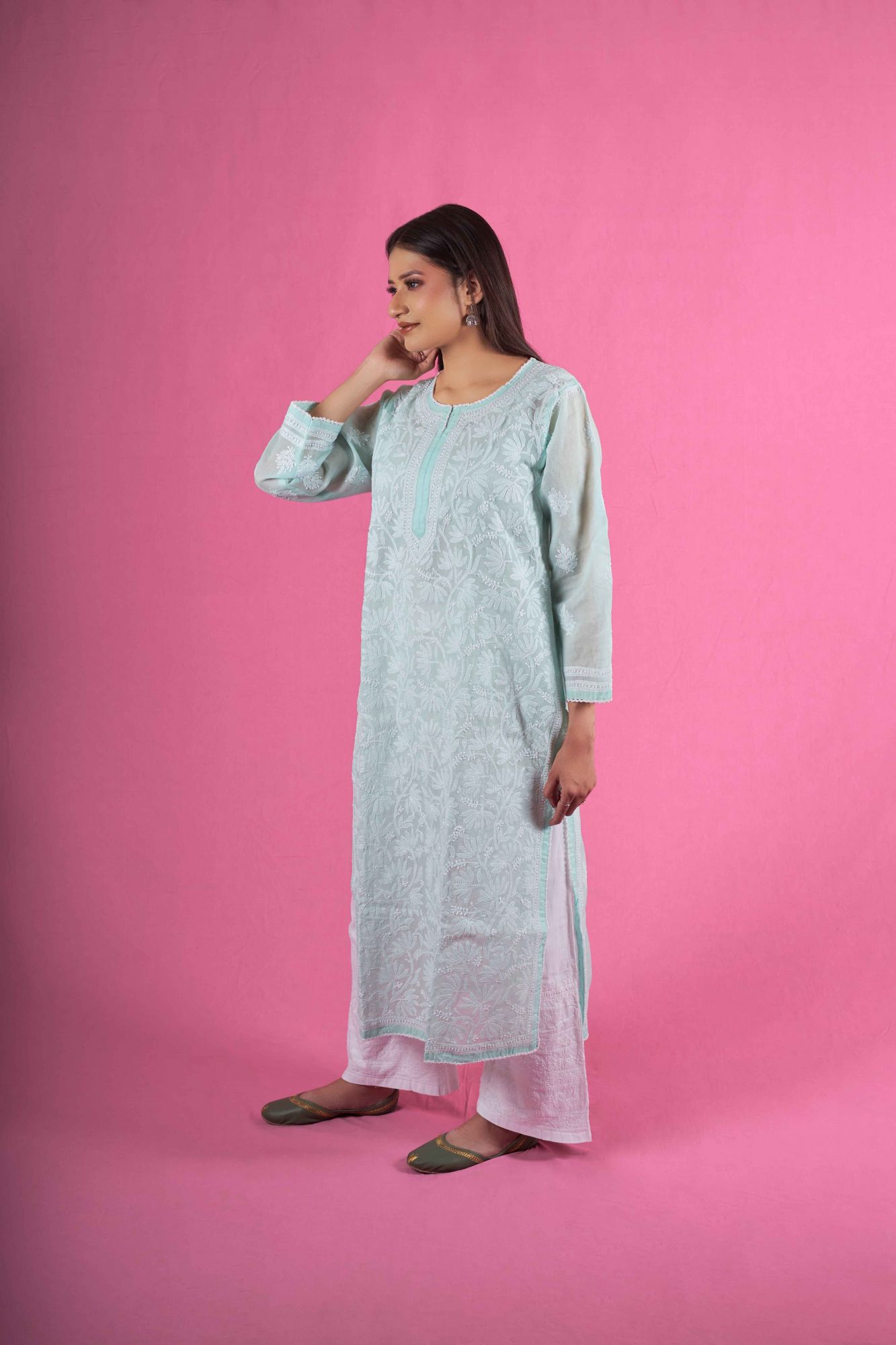 Cotton Voil Jaal work Kurti