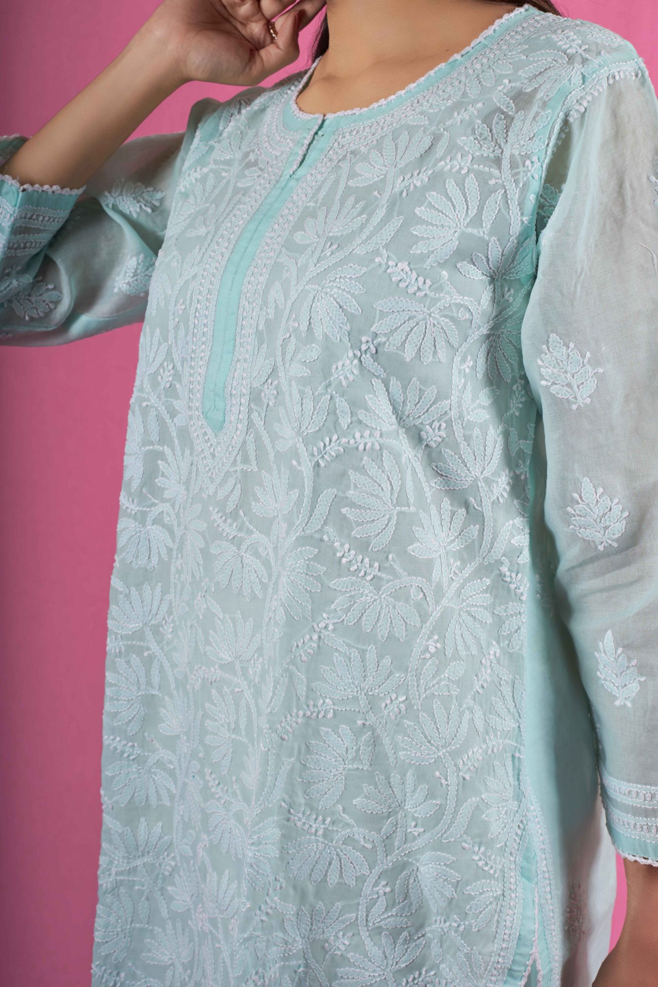 Cotton Voil Jaal work Kurti