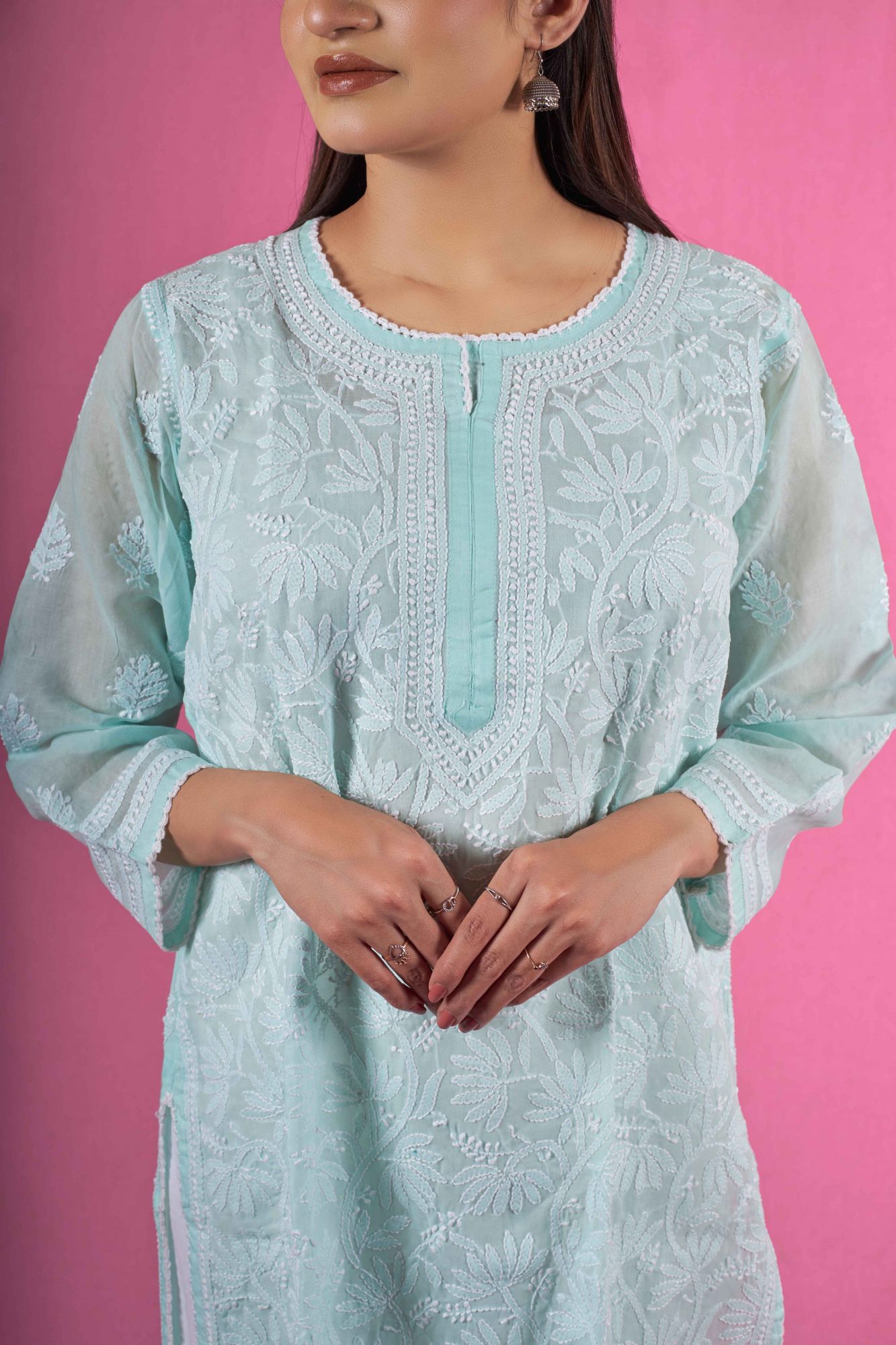 Cotton Voil Jaal work Kurti