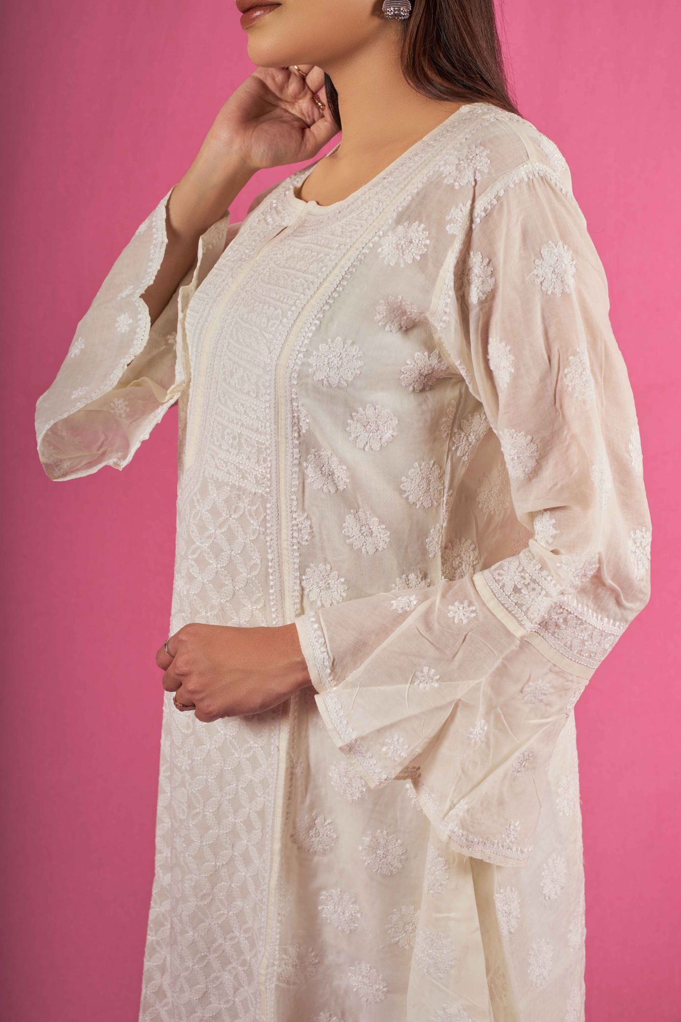 Cotton A line All over work Kurta