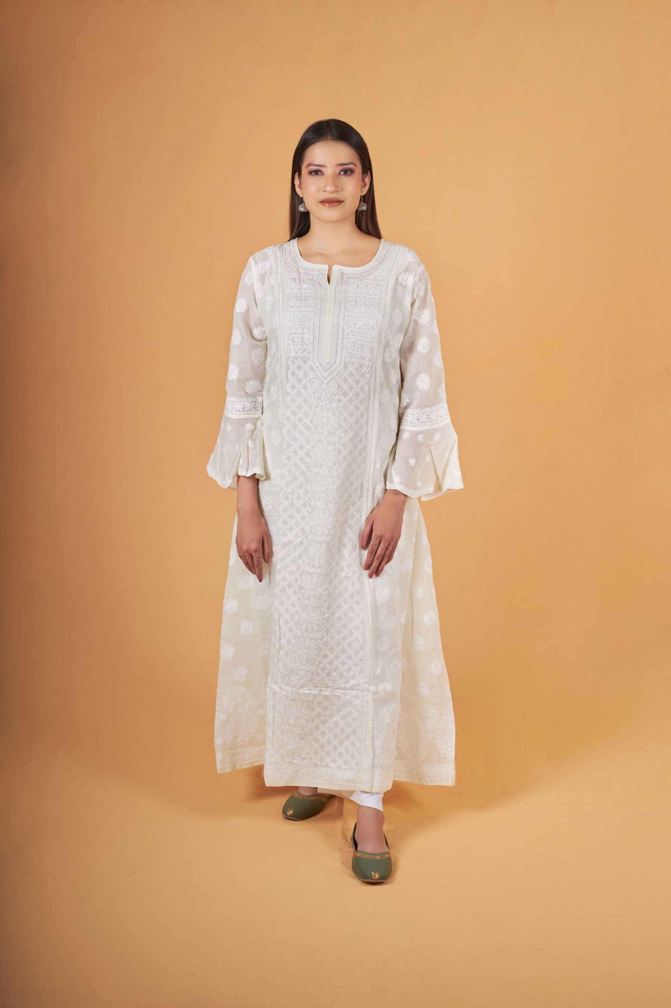 Cotton A line All over work Kurta