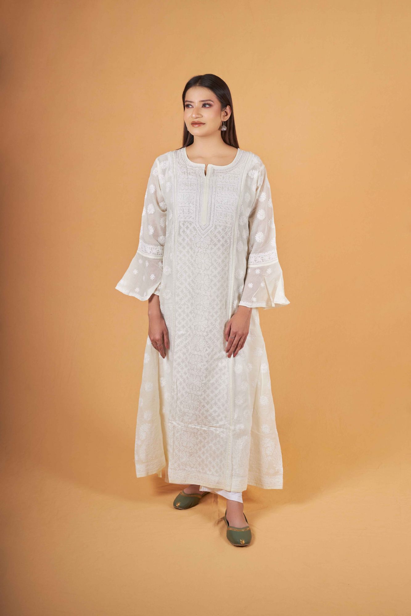 Cotton A line All over work Kurta