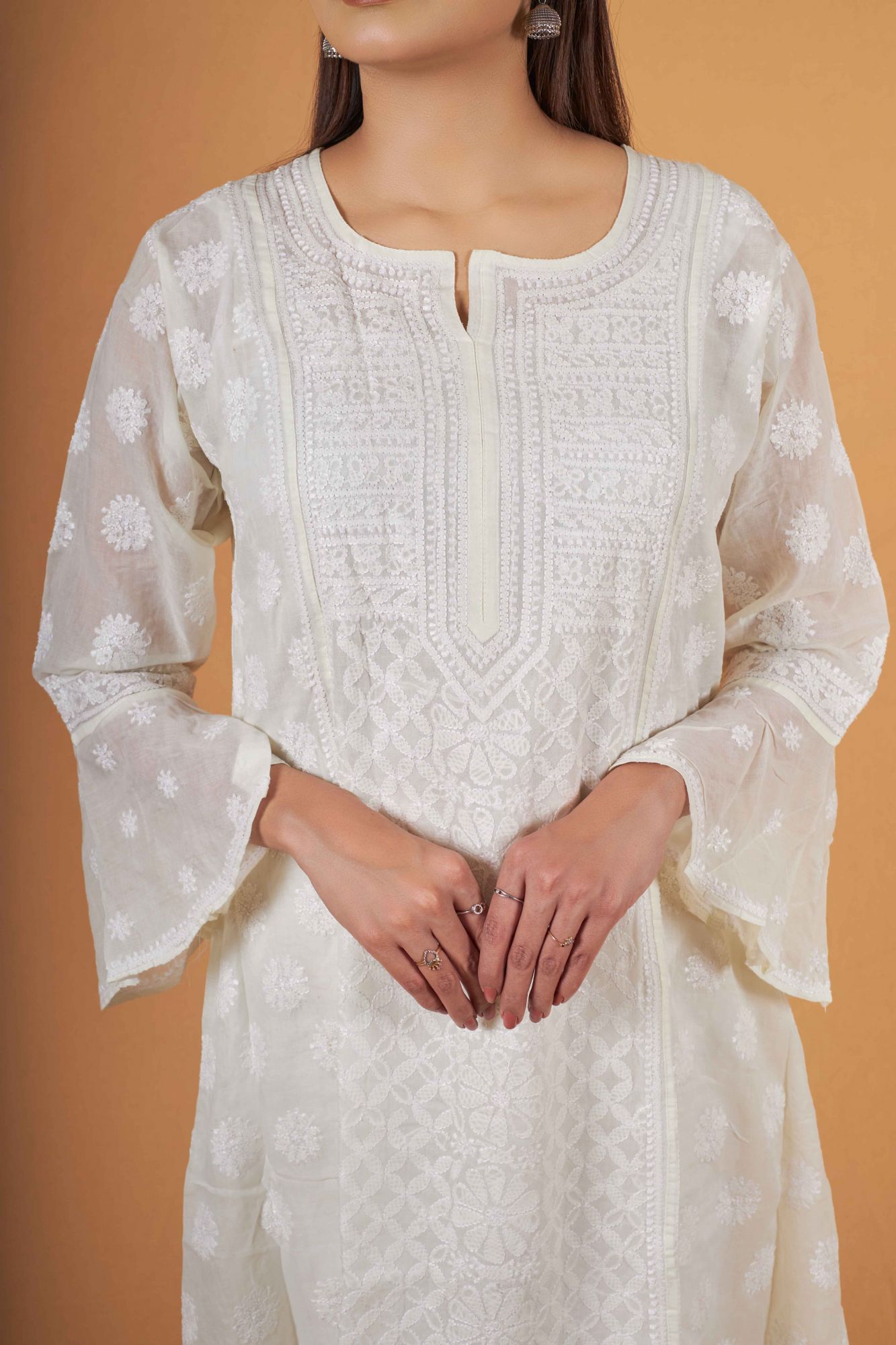 Cotton A line All over work Kurta